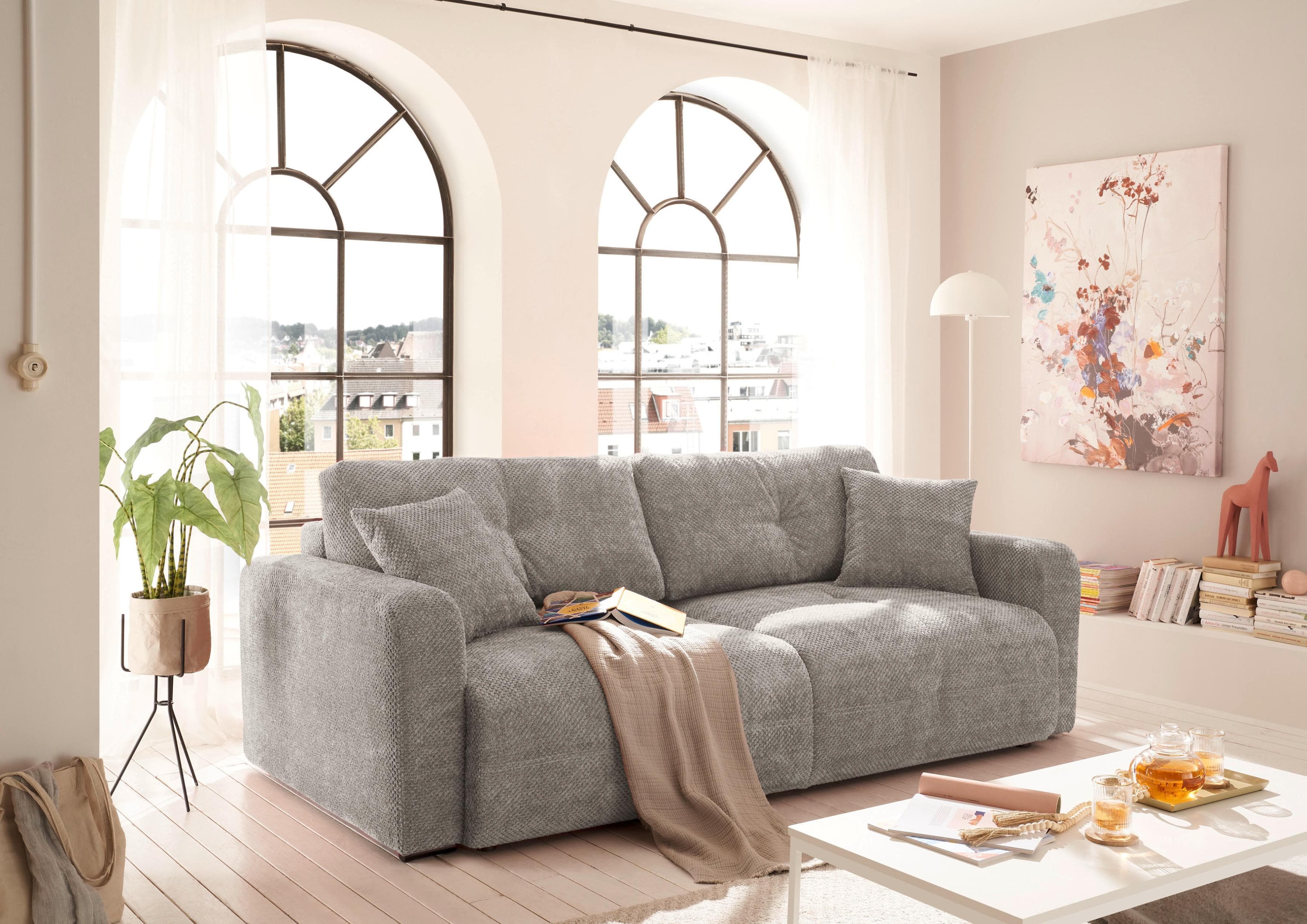 ED EXCITING DESIGN Schlafsofa Bullet Grau Microvelours