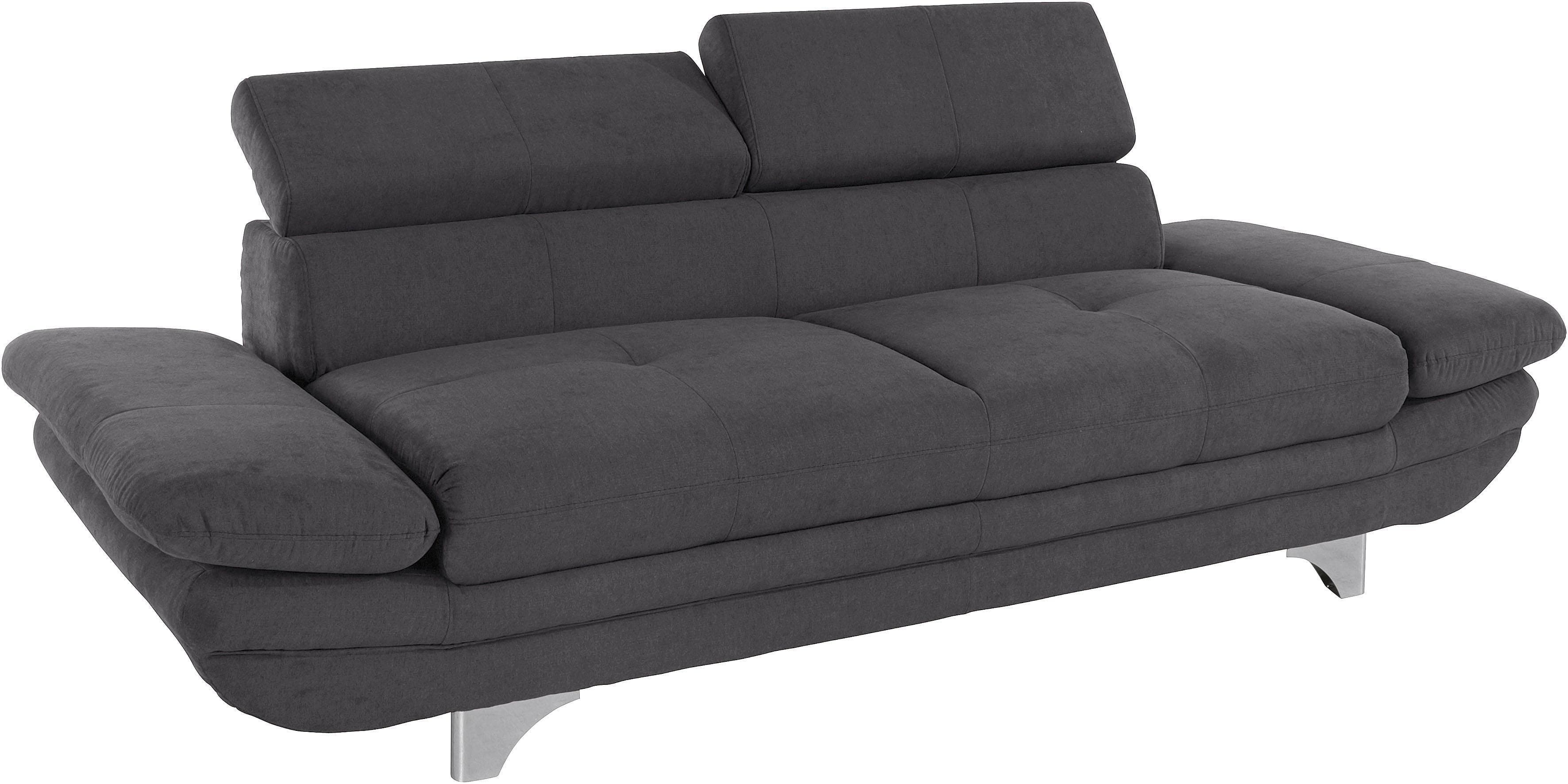 COTTA Enterprise 3-Sitzer Sofa Grau mit Arm- und Kopfteilverstellung