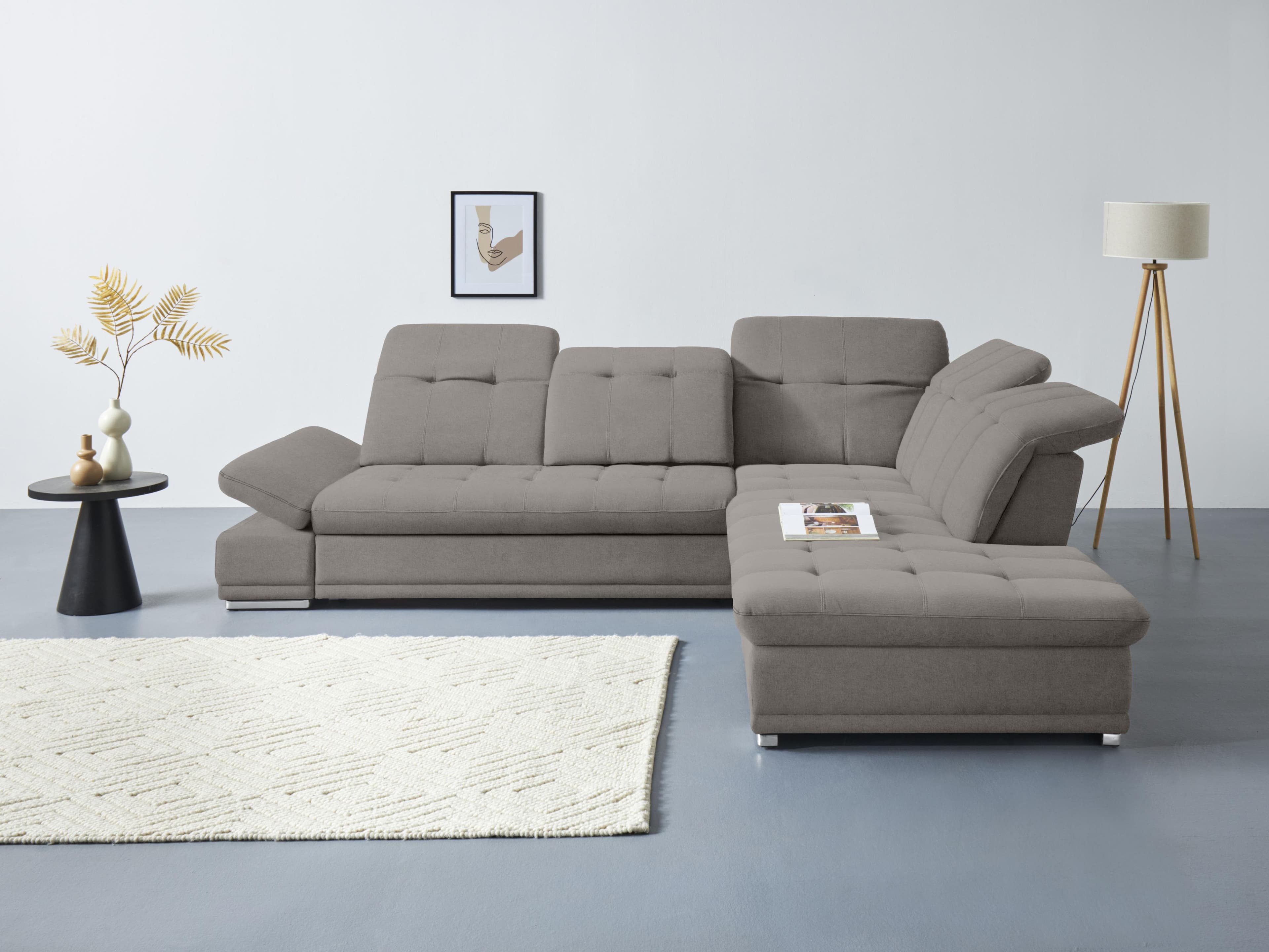 COTTA Ecksofa Holiday L-Form Braun Microfaser