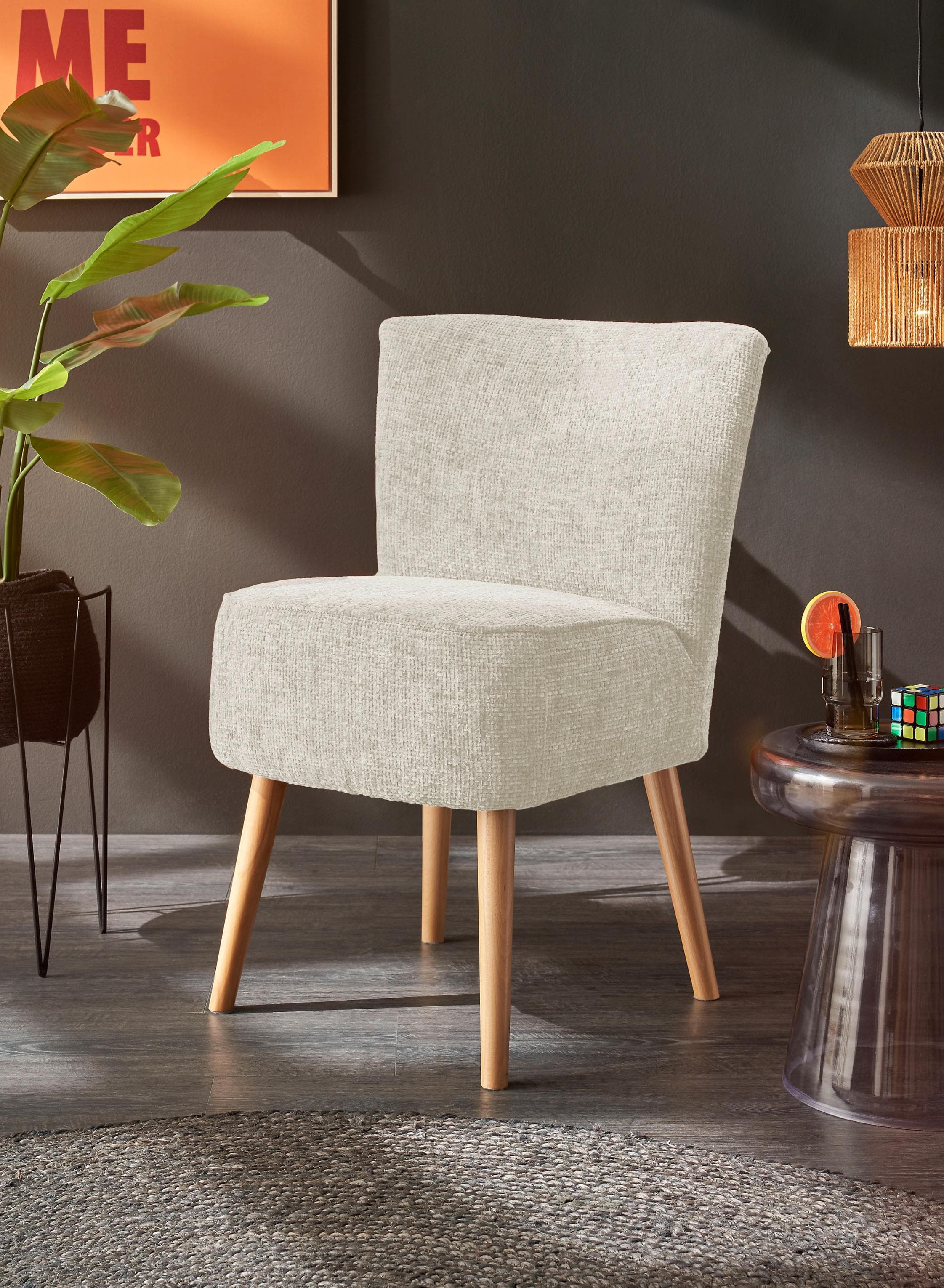 ED EXCITING DESIGN Cocktailsessel Earl Beige, frei im Raum Stellbar