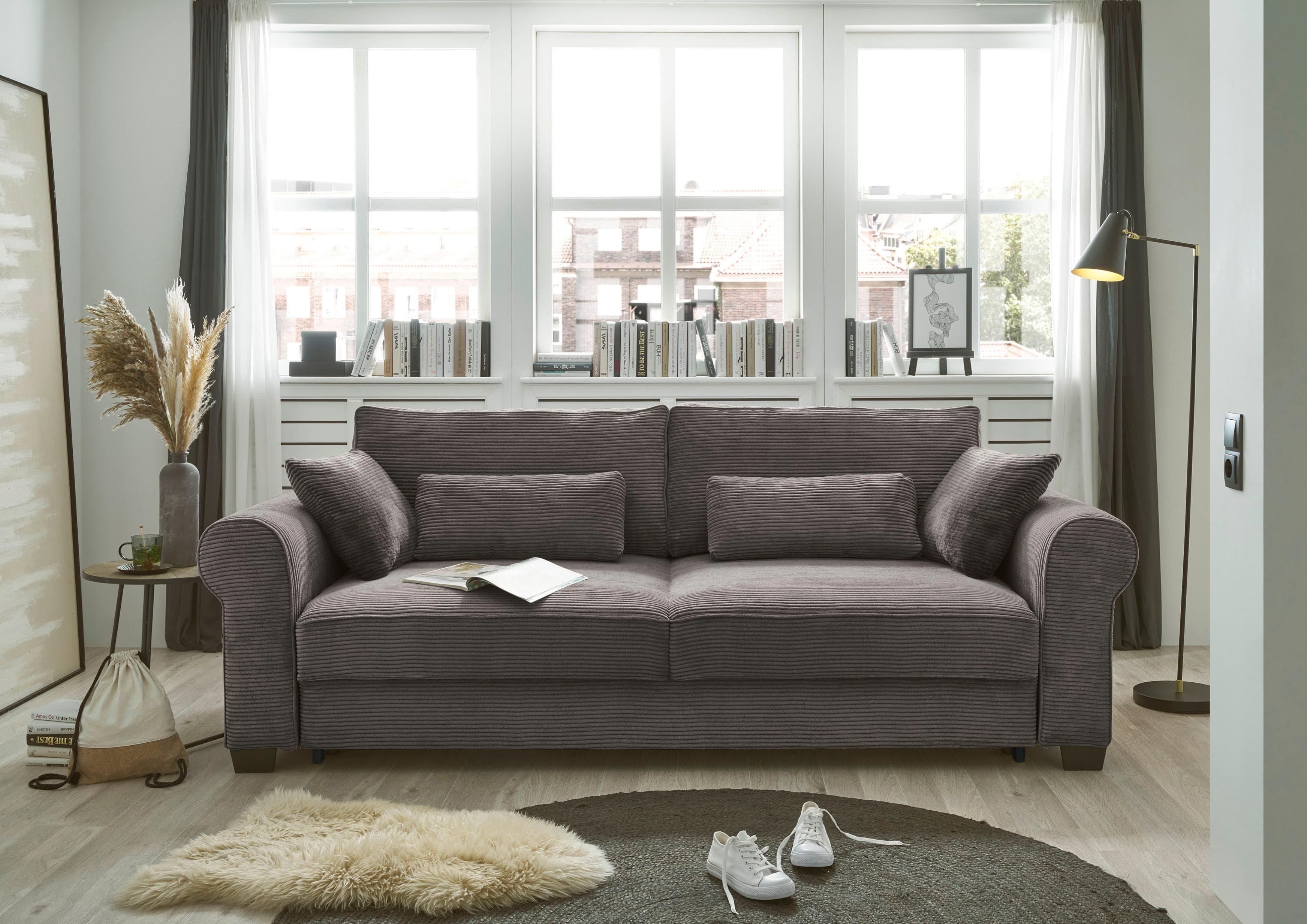 Black Red White Angelina Lux Schlafsofa Mocca mit Kunststofffüßen