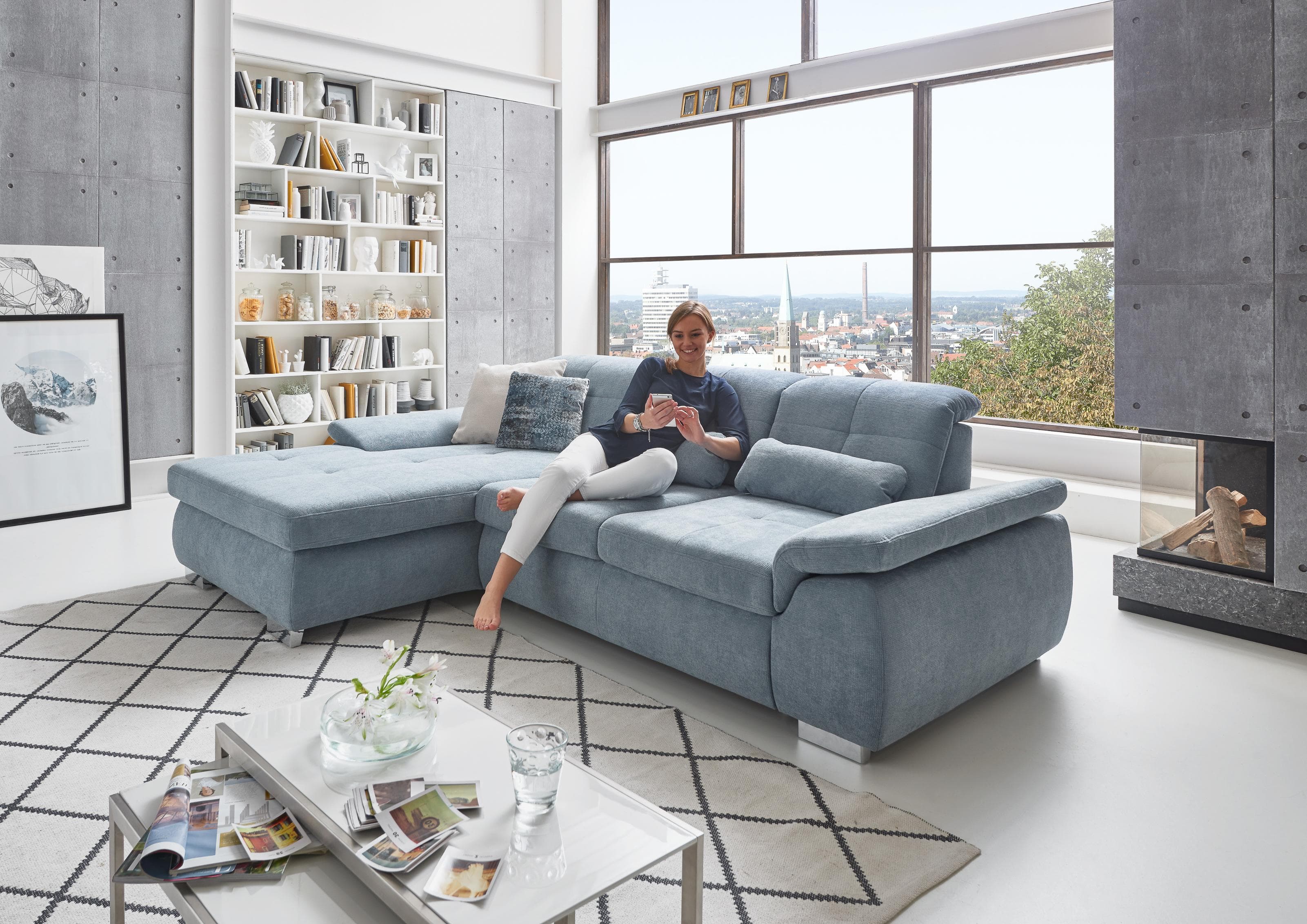 Ecksofa DIE PLANBAR L-Form mit Bettfunktion und Sitztiefenverstellung
