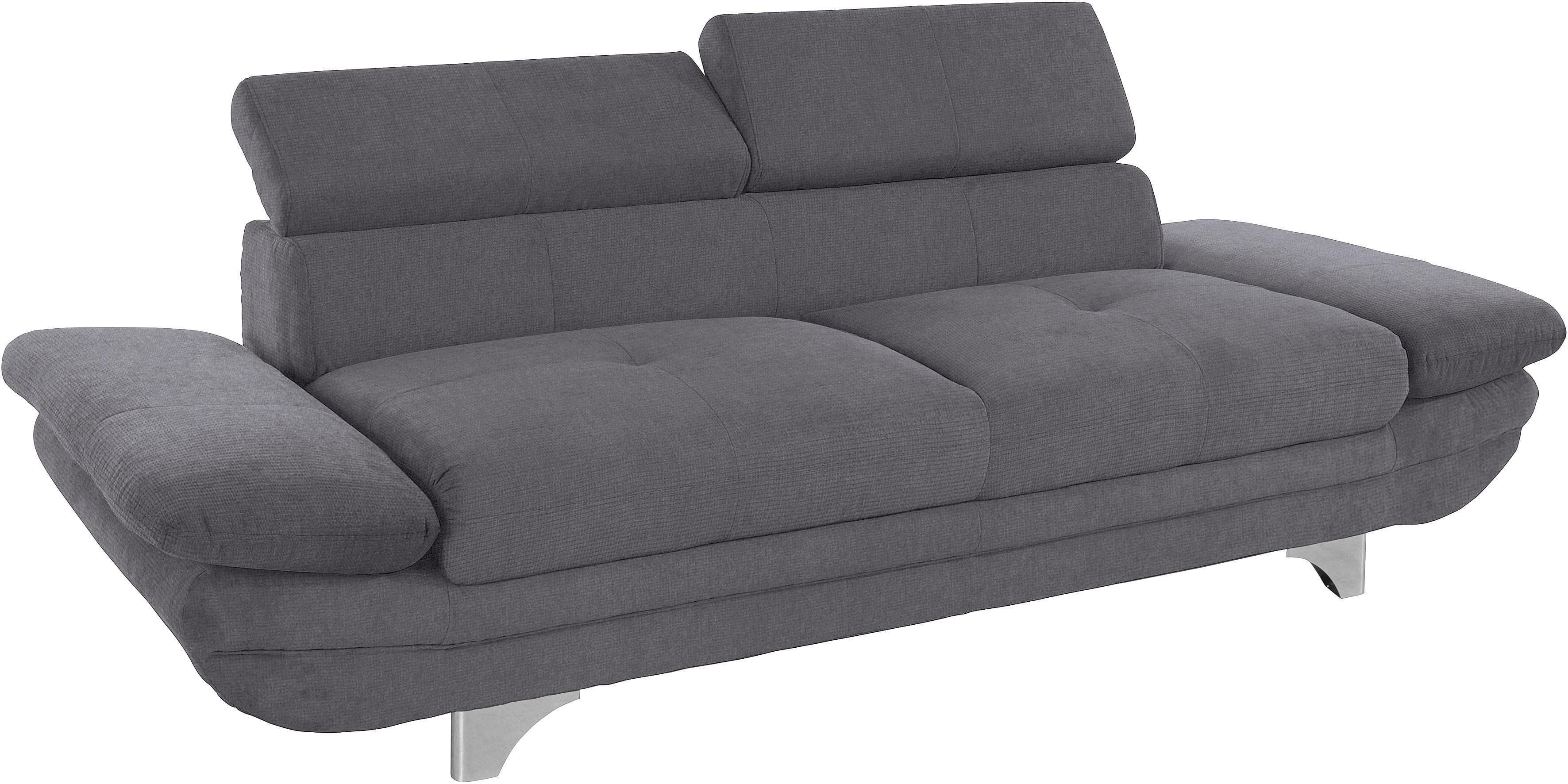 COTTA Enterprise 3-Sitzer Sofa Grau Chenille mit Verstellfunktionen