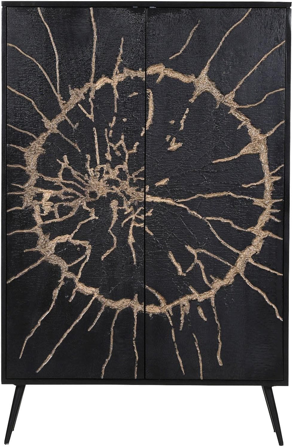 GUTMANN FACTORY Highboard Schwarz Massivholz mit Push-to-open