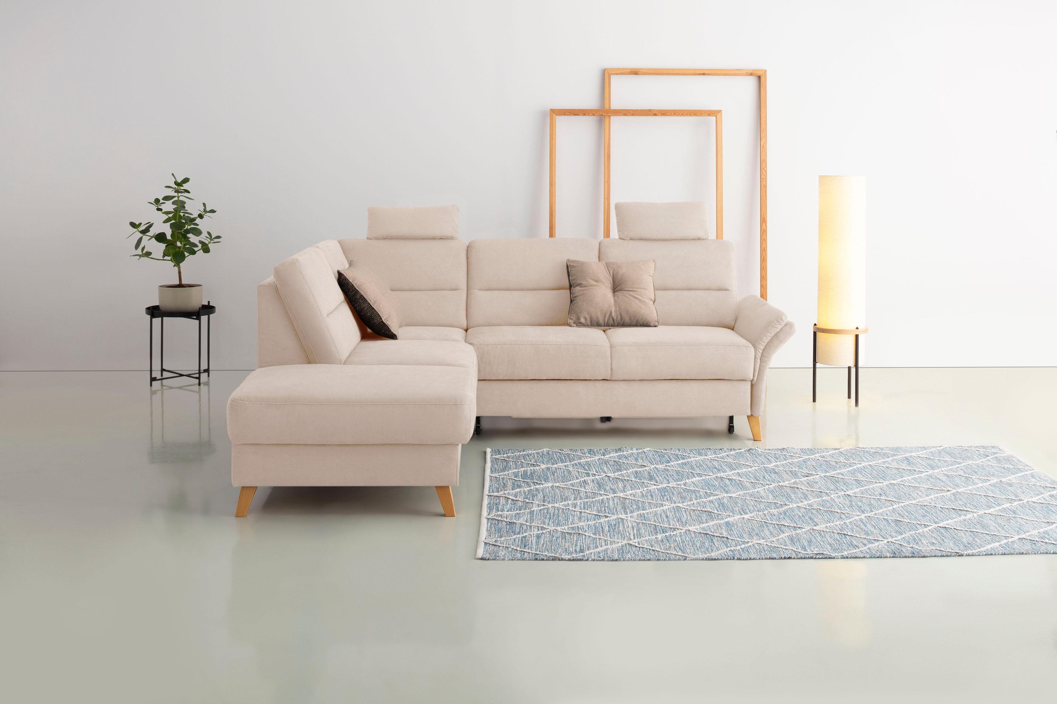 HOME AFFAIRE Ecksofa Westerland L-Form Beige Microfaser