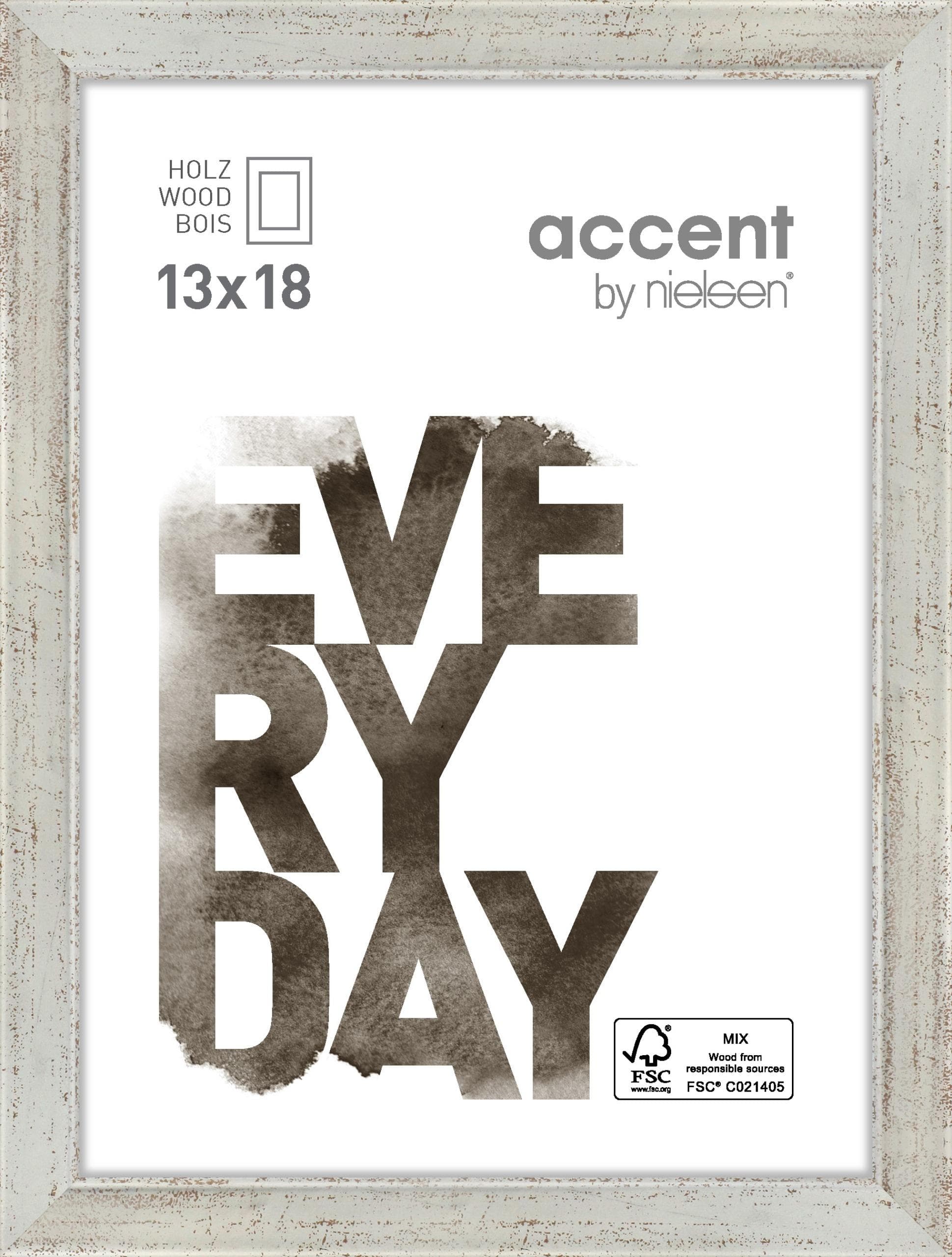 Nielsen Bilderrahmen Zoom Silber Holzrahmen für 13x18 cm Fotos mit Aufsteller