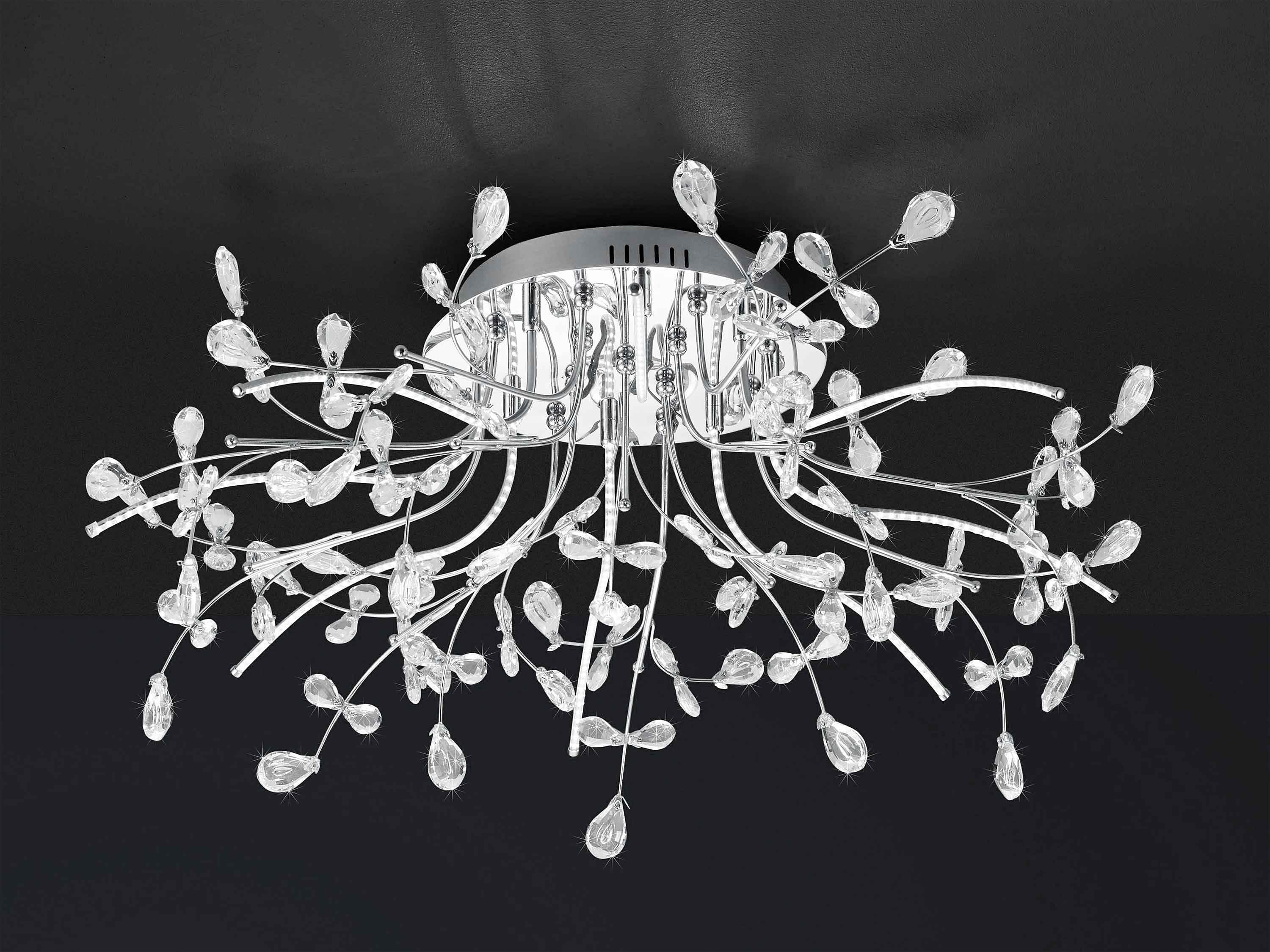 B-LEUCHTEN LED Deckenleuchte CRYSTAL: Chromfarbenes Glasdesign mit Dimmfunktion