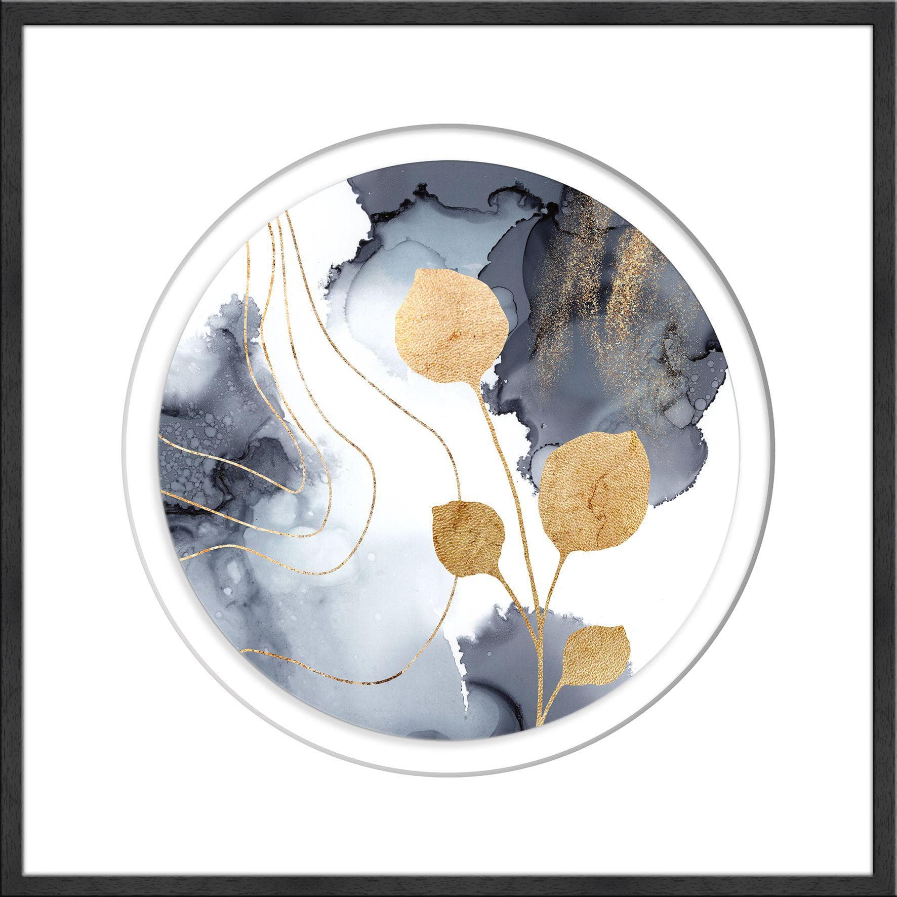 Kunstdruck BLUE MEETS GOLD II Fred-Design Eichefarbig