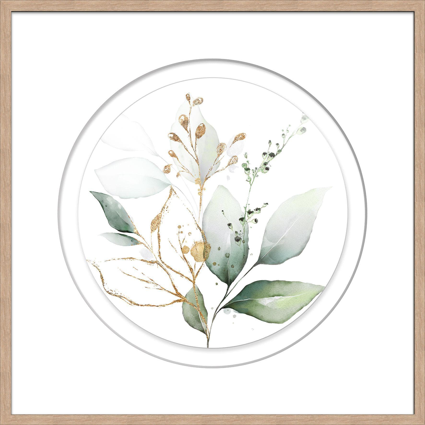 Kunstdruck GREEN LEAF II Eichefarbig Fred-Design