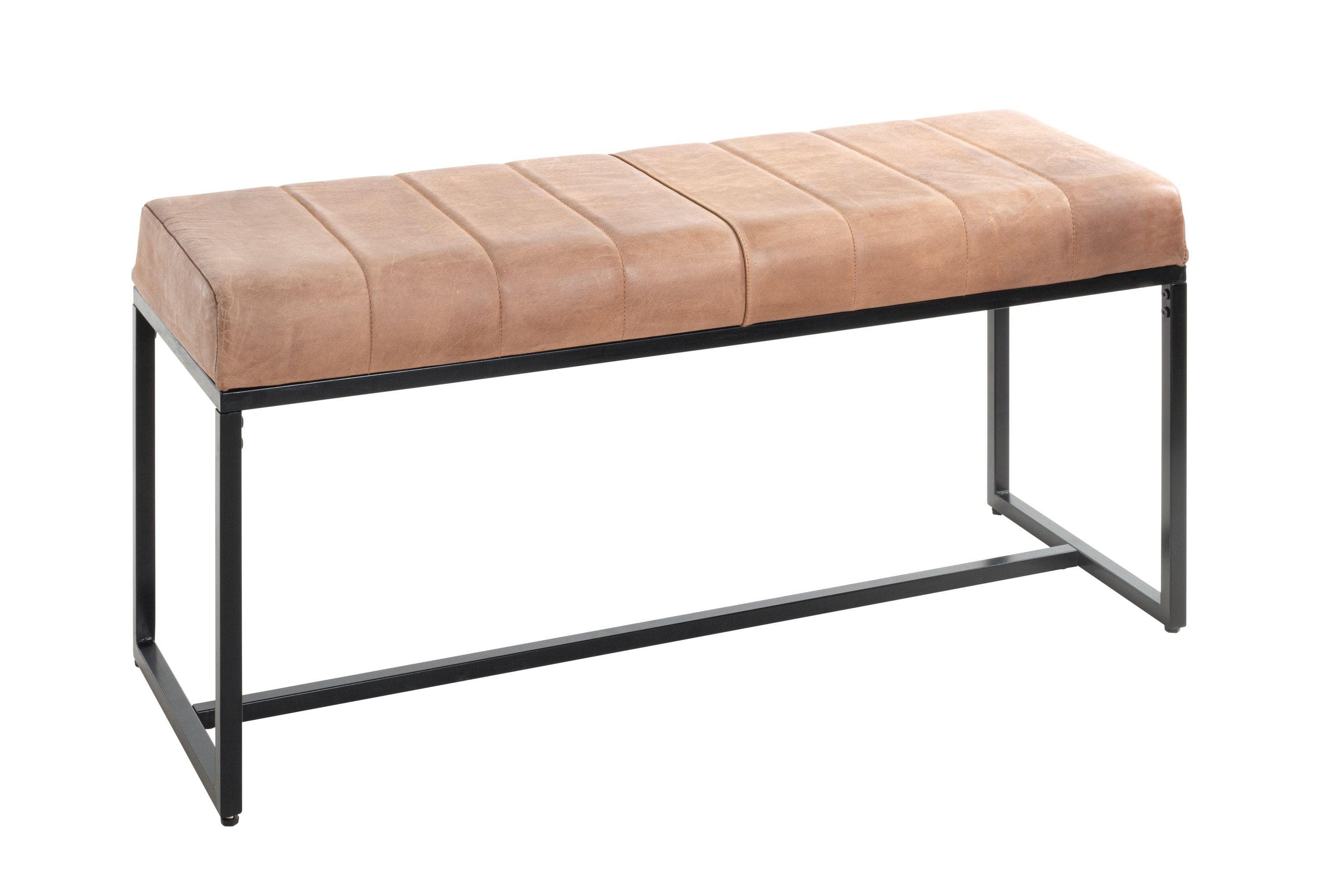 HAKU Eckbank Haku Sitzbank Echt Leder Braun | Metallgestell Schwarz