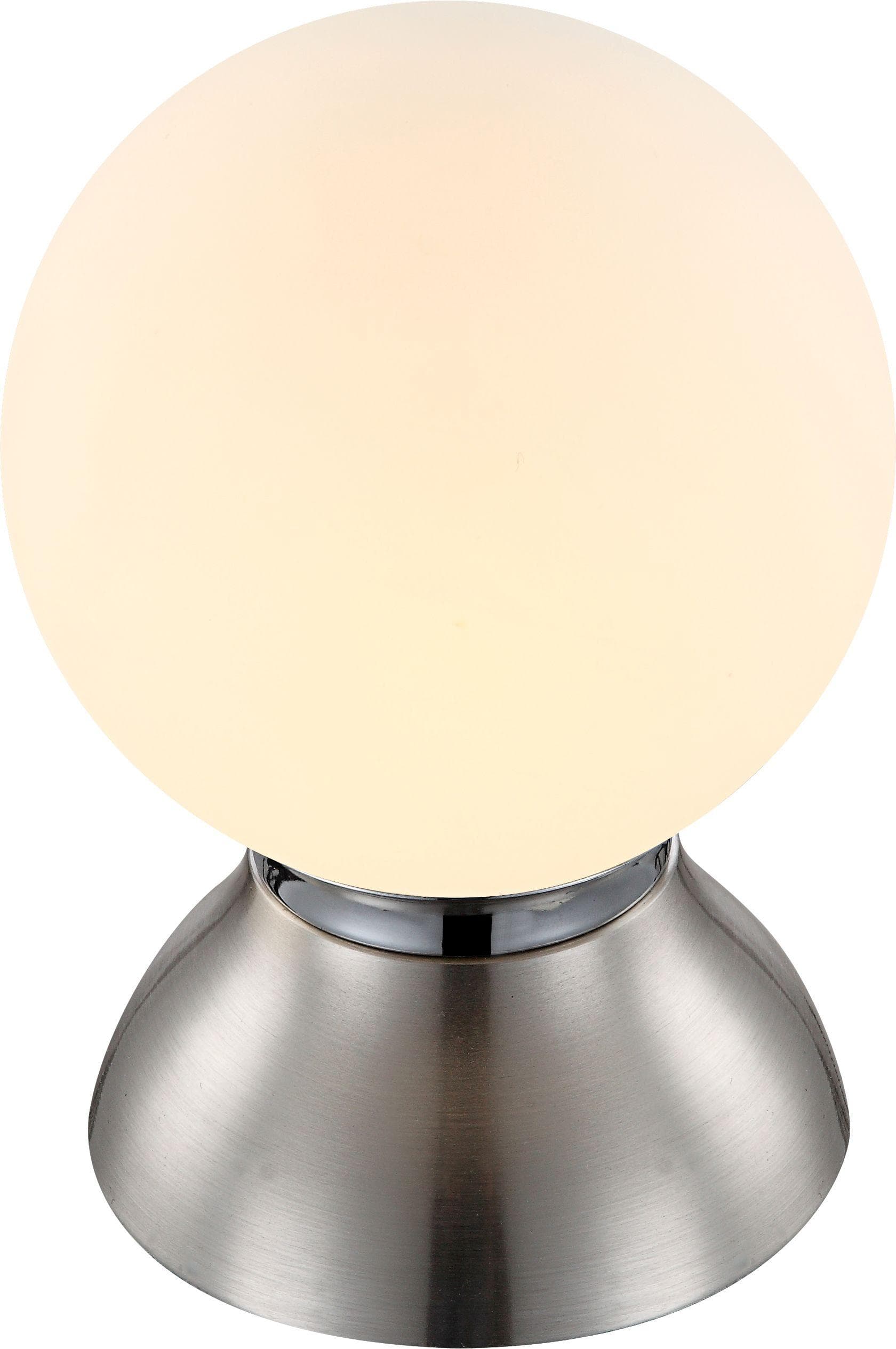 GLOBO LIGHTING Kugelleuchte LED Tischlampe Nickel Matt Chrom Glaskugel Opal