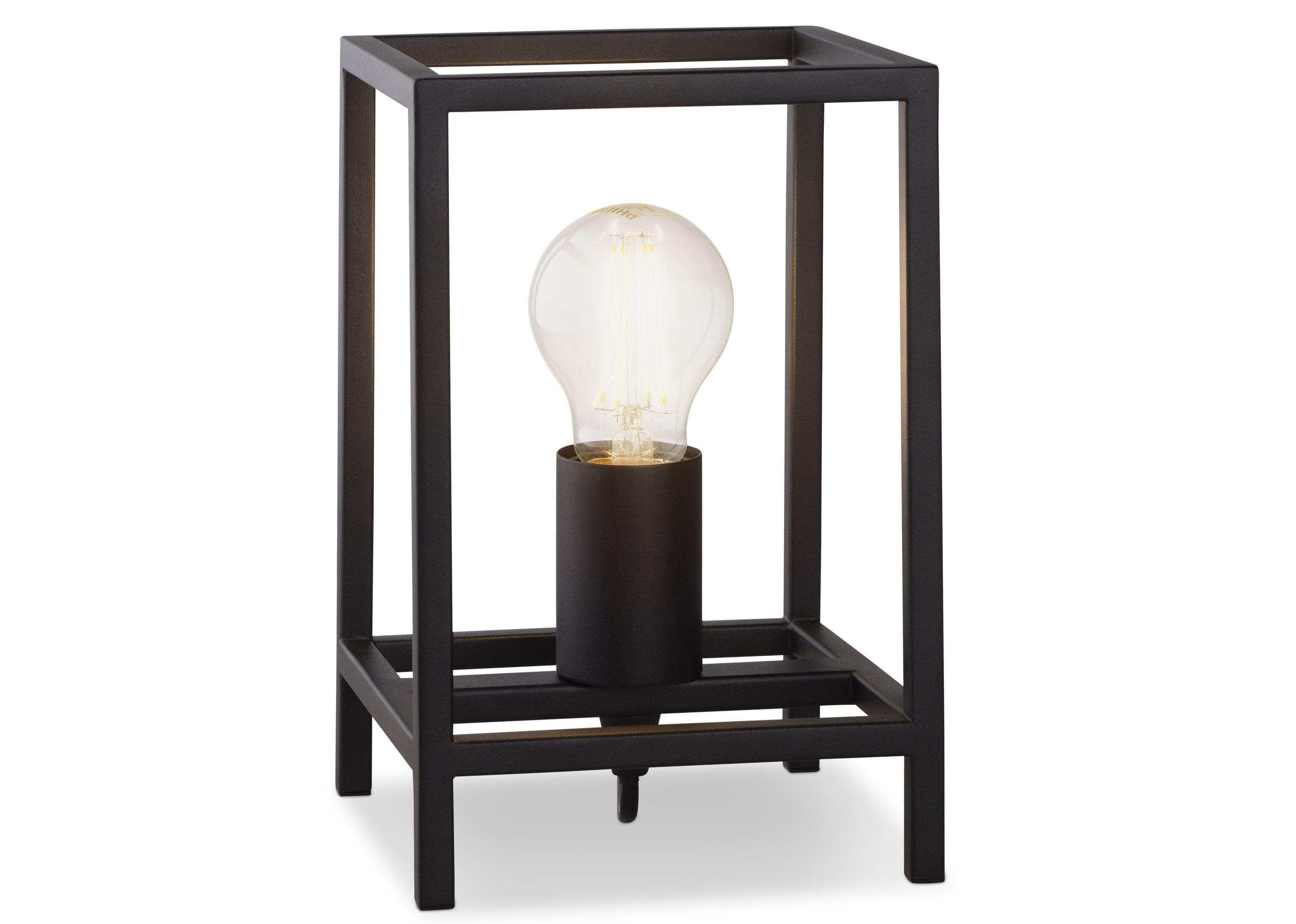 casa NOVA HAMPER Tischleuchte Schwarz Metall - Elegante 1-Flammige Designlampe