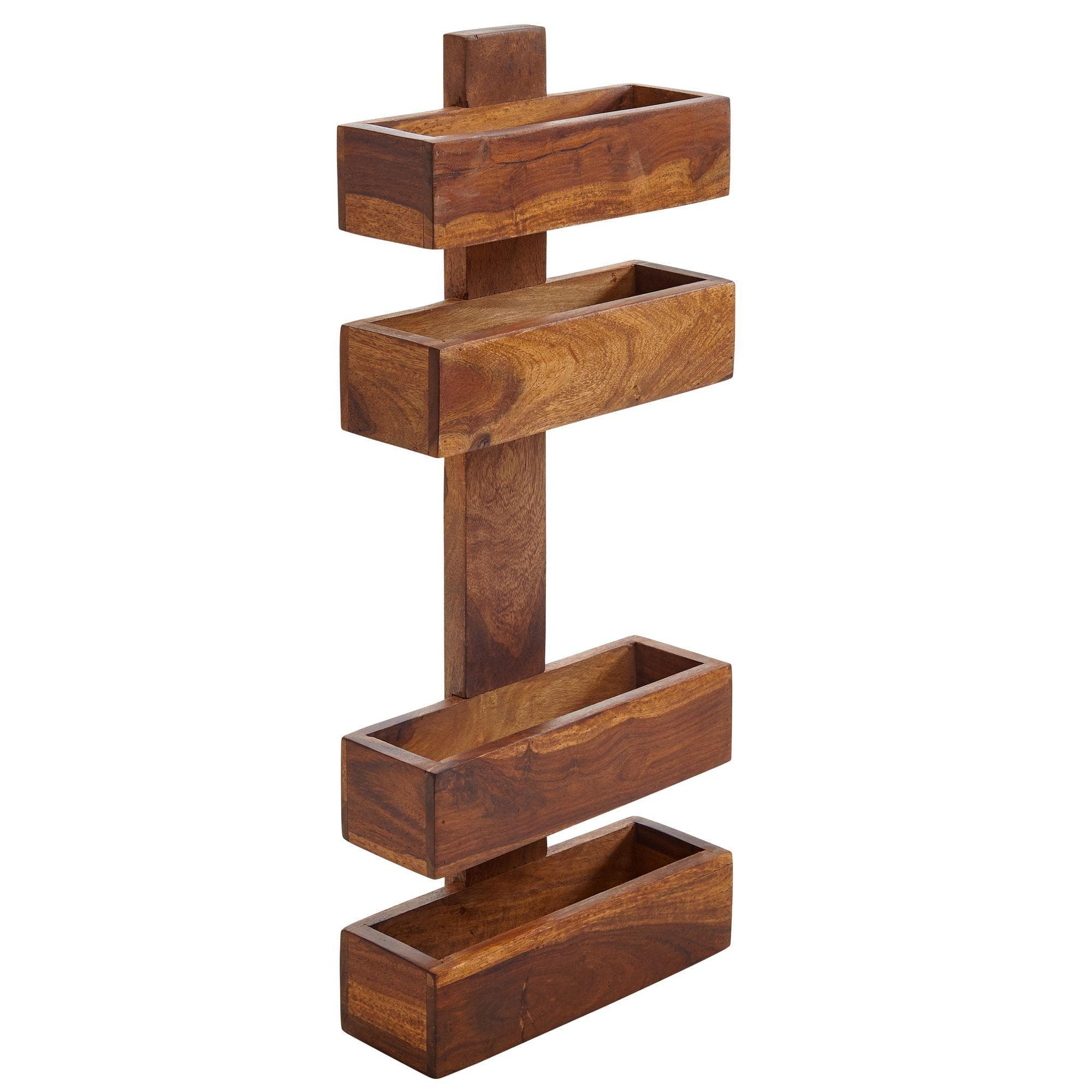 Wohnling Zeitungsständer Sheesham Massivholz Wandhalterung Braun