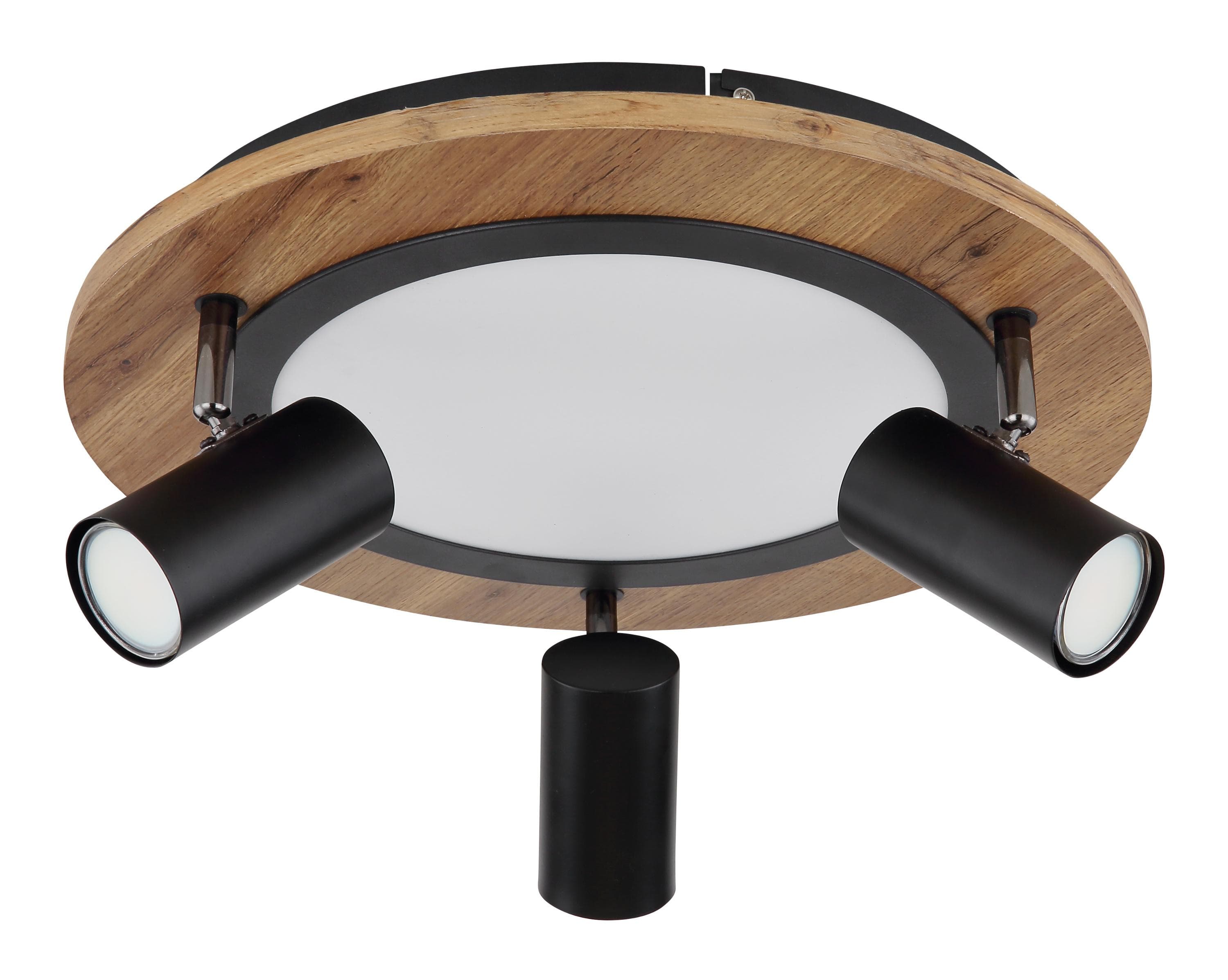 GLOBO LIGHTING Deckenleuchte Wohnzimmer LED Holzoptik Schwarz Deckenspot