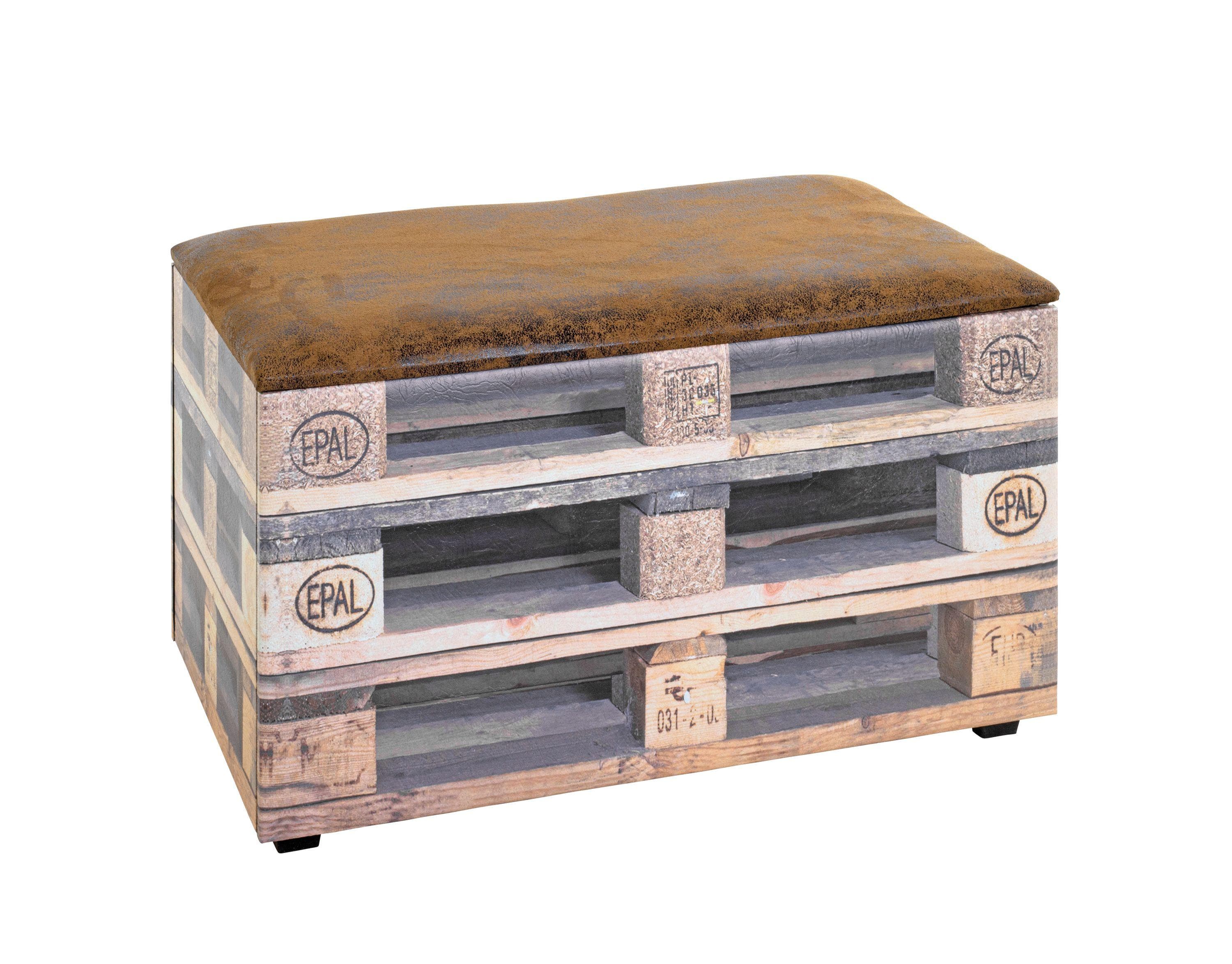 HAKU Sitztruhe "Palette" - MDF mit Kunstlederdruck, Braun