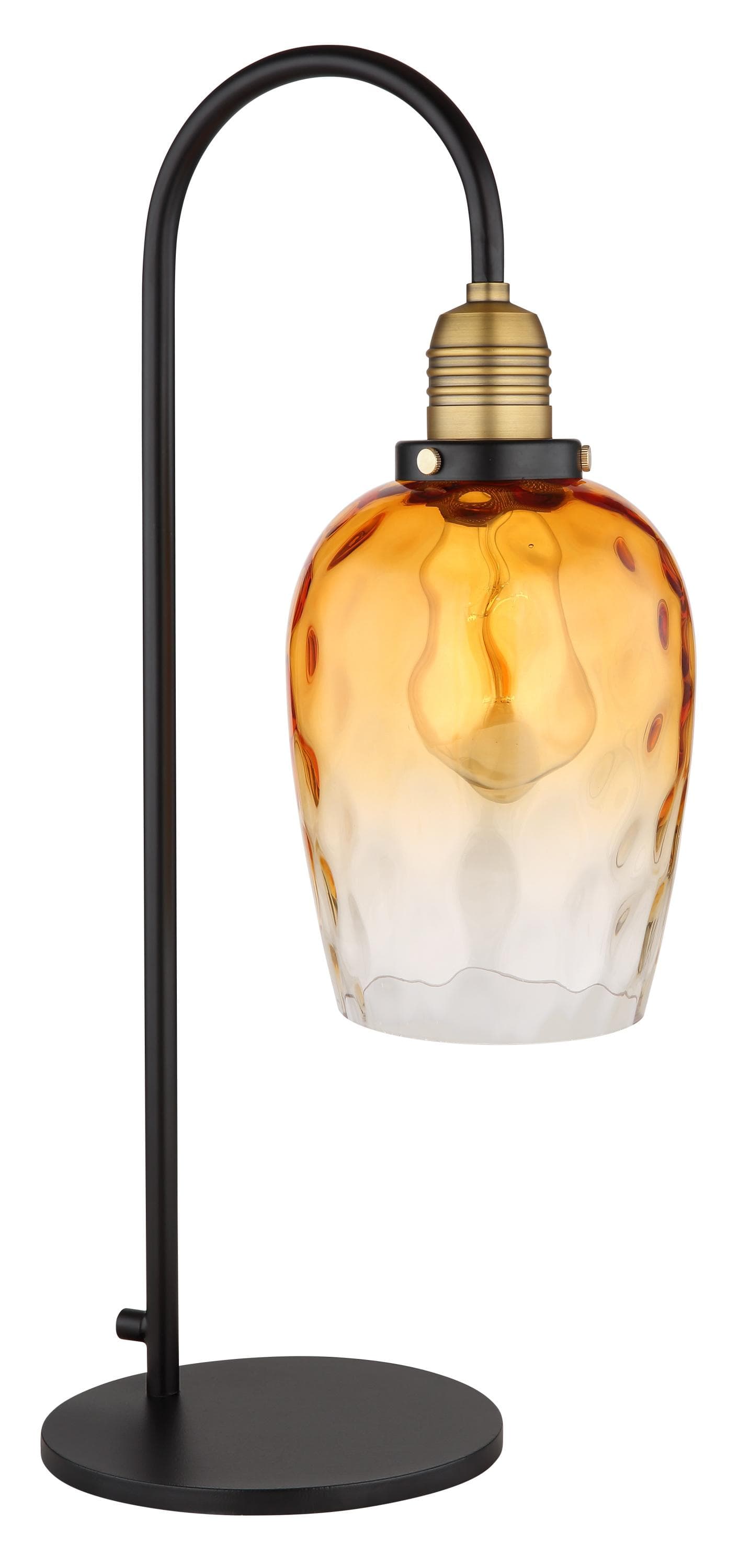 GLOBO LIGHTING Tischleuchte Messing Glas Amber Wippschalter