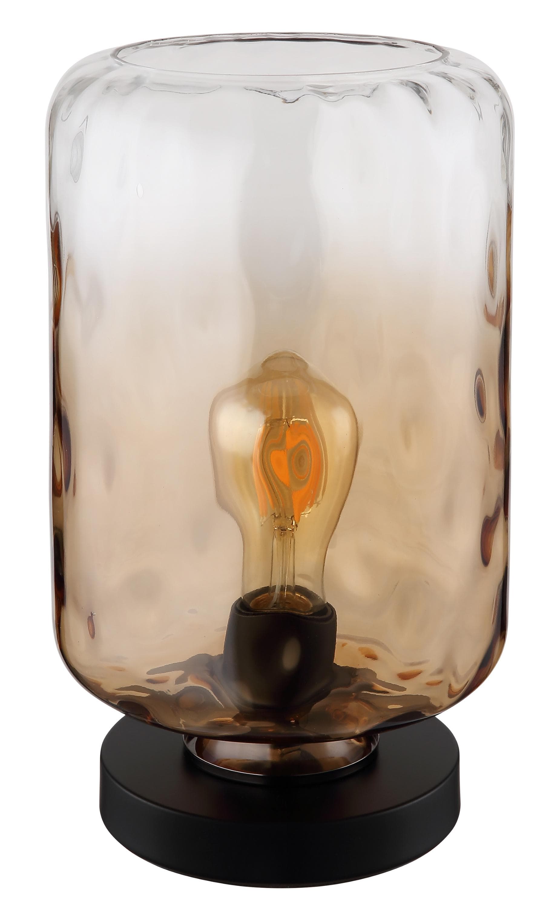 GLOBO LIGHTING Tischleuchte Metall Schwarz Matt mit Amber Glas und Wippschalter