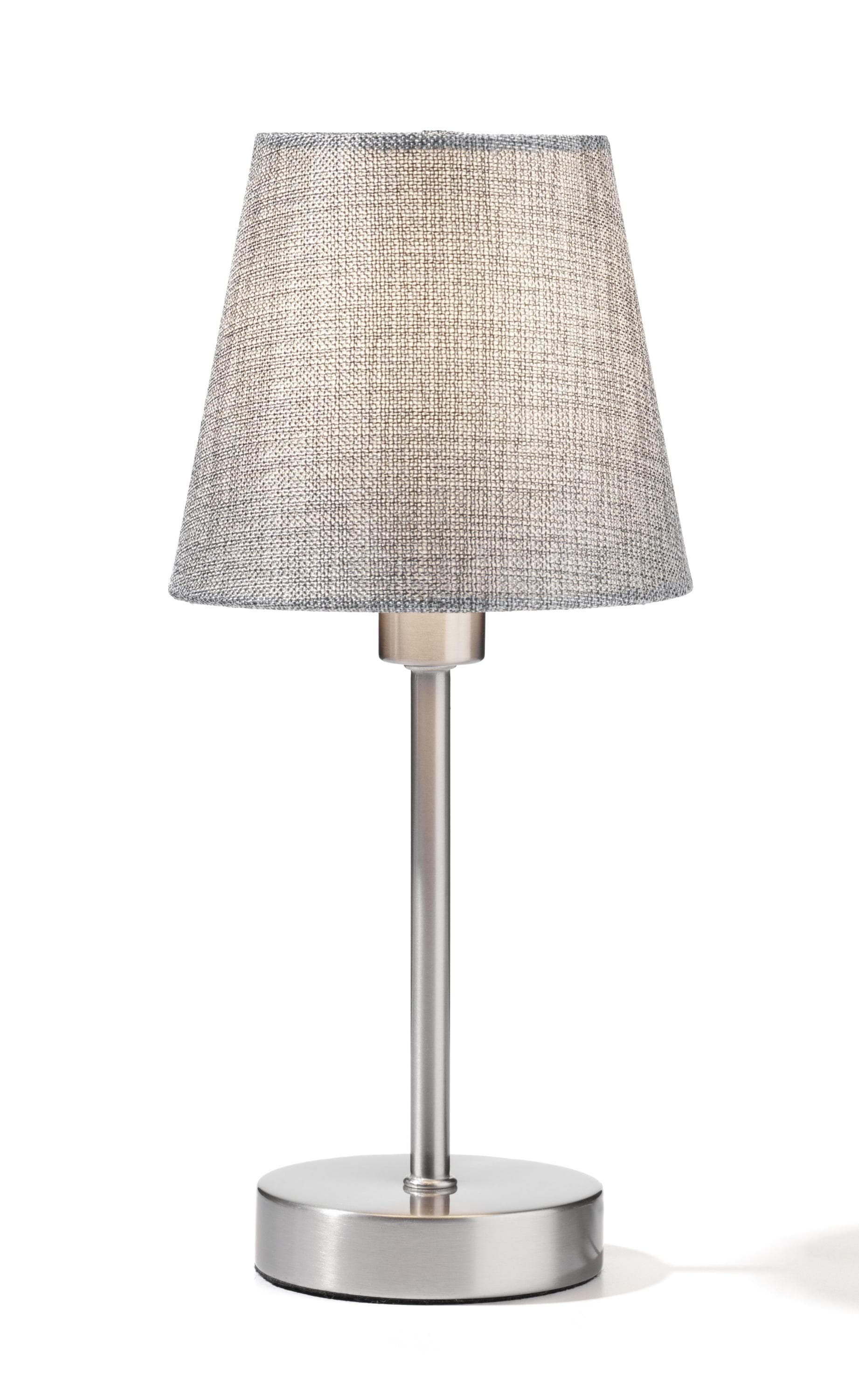 casa NOVA FIBO Tischleuchte: Grau & Nickelfarben Metall mit Stoffschirm