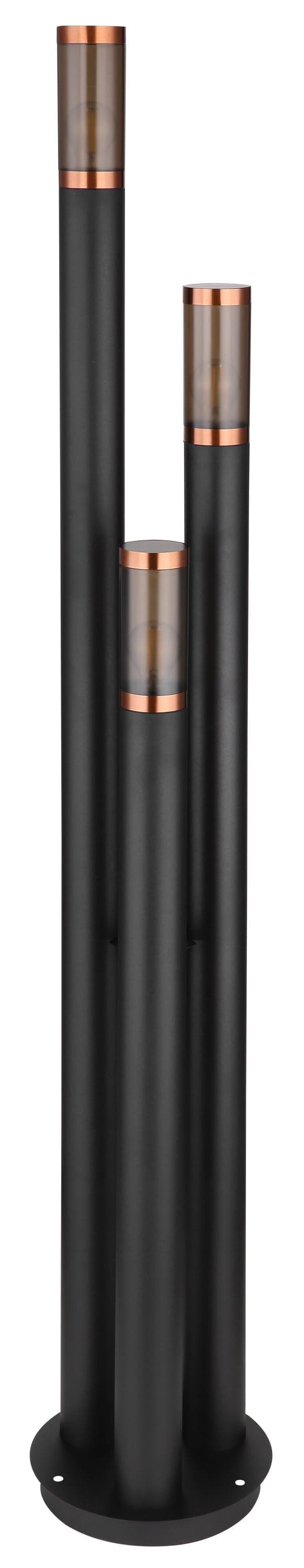 GLOBO LIGHTING Außen-Stehlampe Edelstahl Schwarz 3-flammig Gartenleuchte