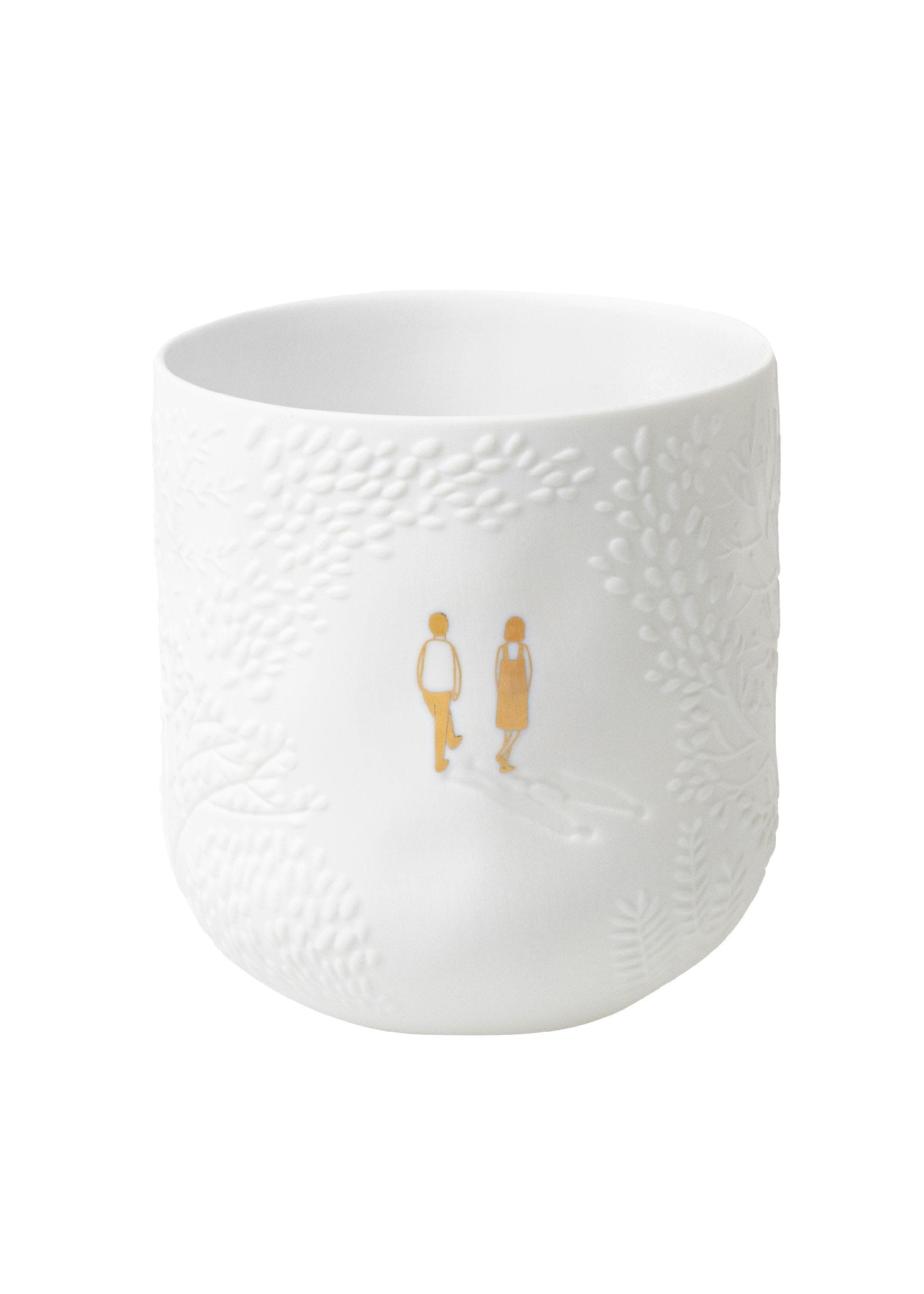 Teelichthalter PARKSPAZIERGANG Weiß/Gold Porzellan