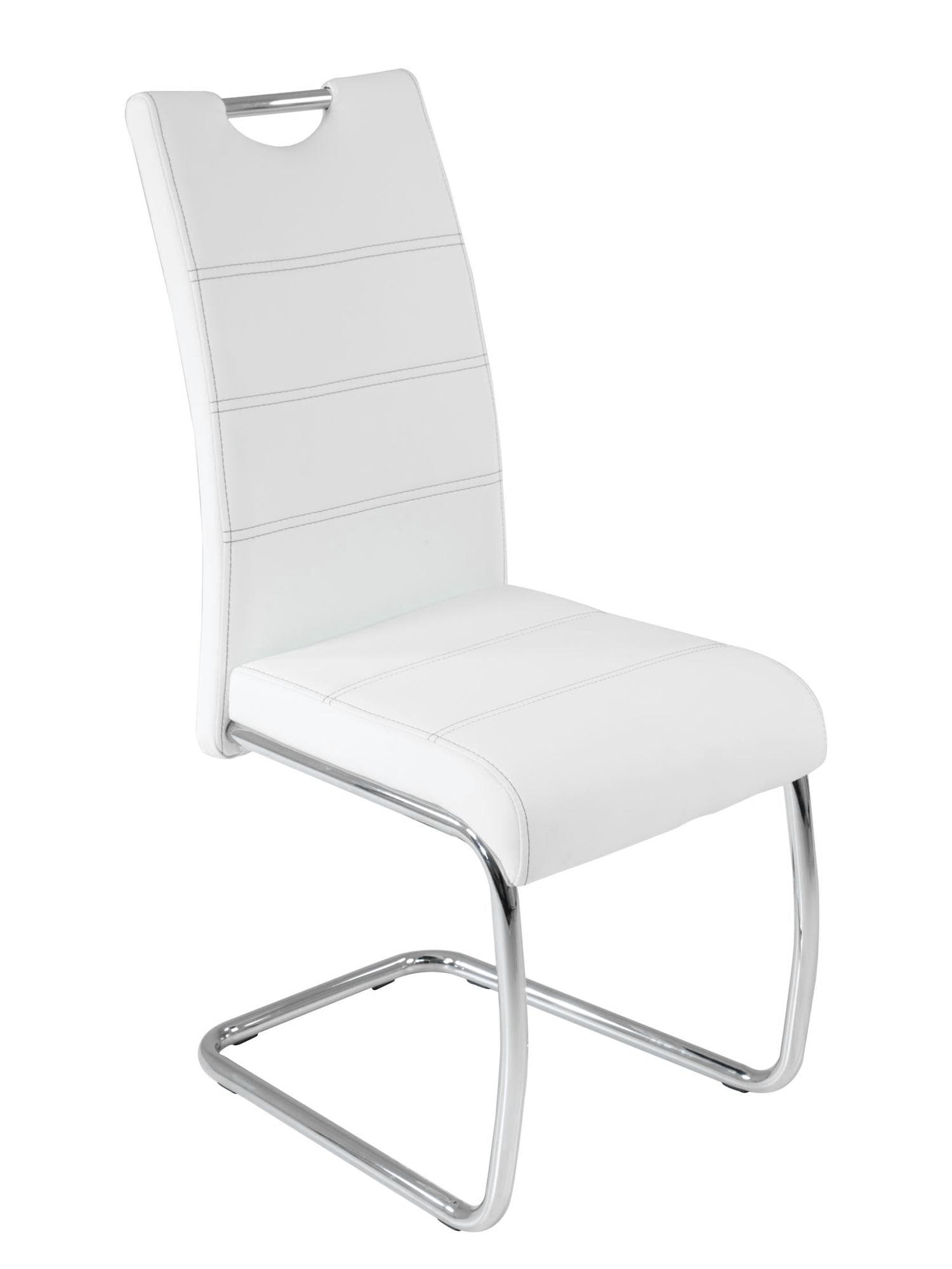 Weißer Freischwinger Esszimmerstuhl mit Polsterung