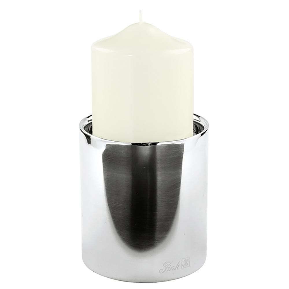 Fink SOBRIO Silber Edelstahl Stumpenkerzenhalter - Moderner Kerzenständer