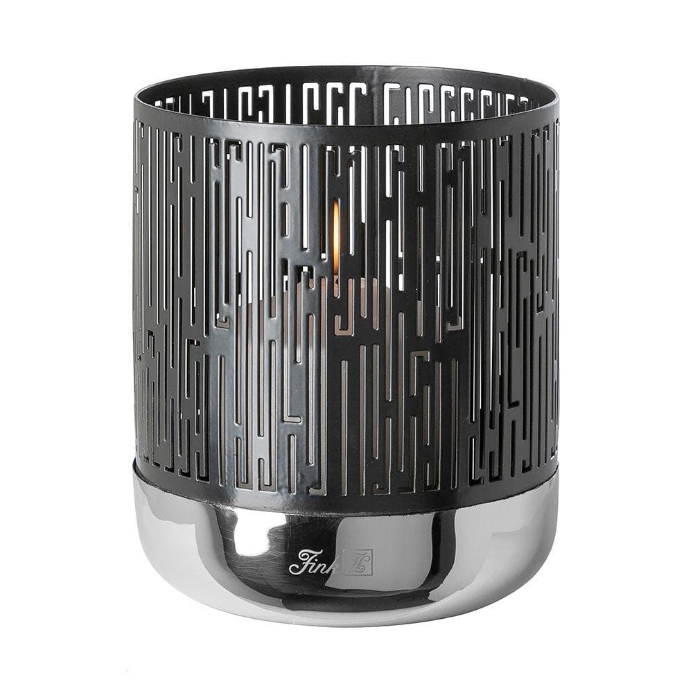 Windlicht BRIANO Schwarz Silber Edelstahl Pulverbeschichtet