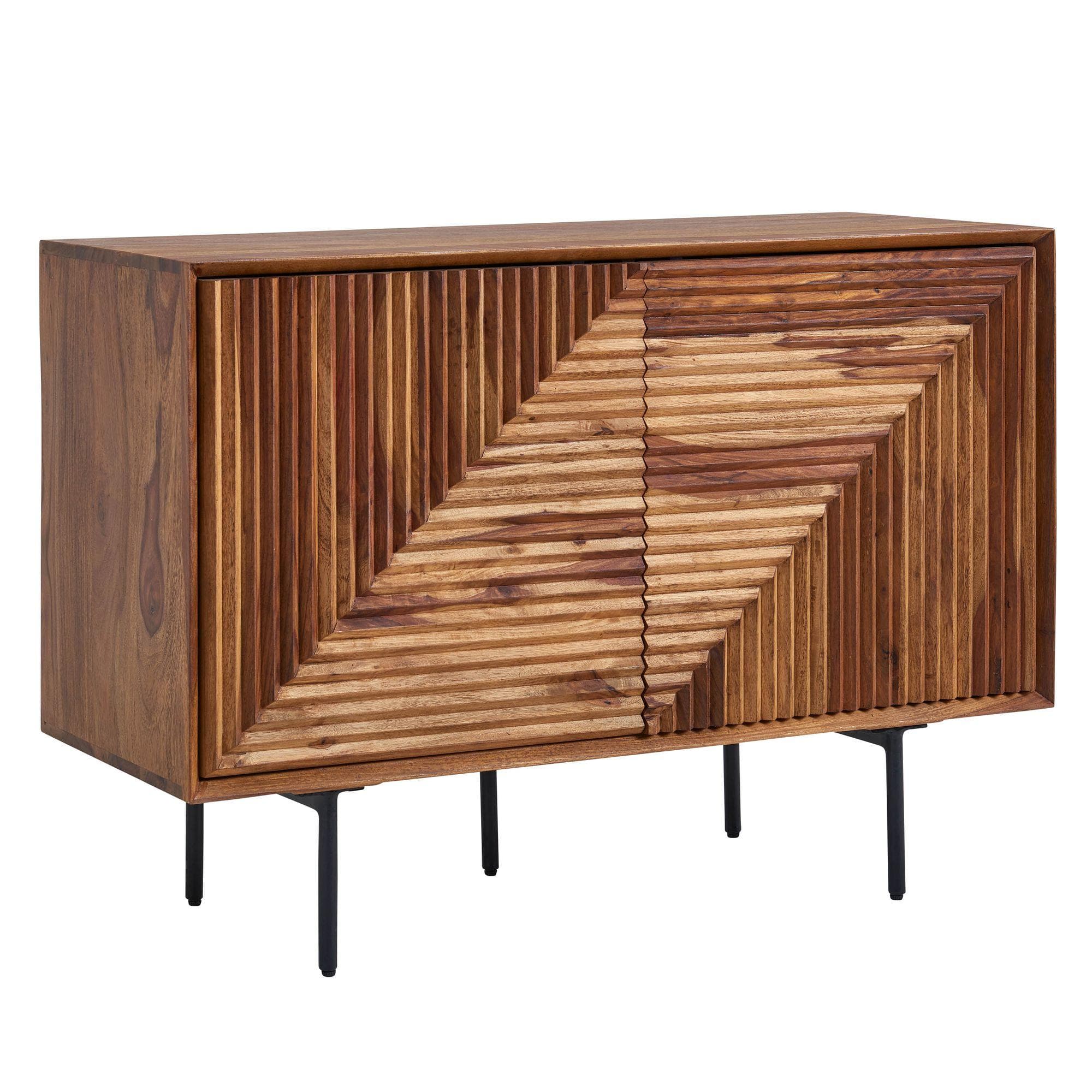 Wohnling Sideboard WL6.560 - Modernes Sheesham Massivholz Sideboard mit Türen
