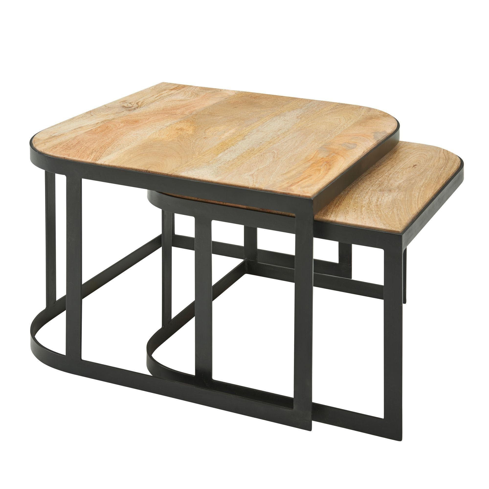 Wohnling Satztisch WL6.340 Mango Massivholz Beistelltisch Set Modern