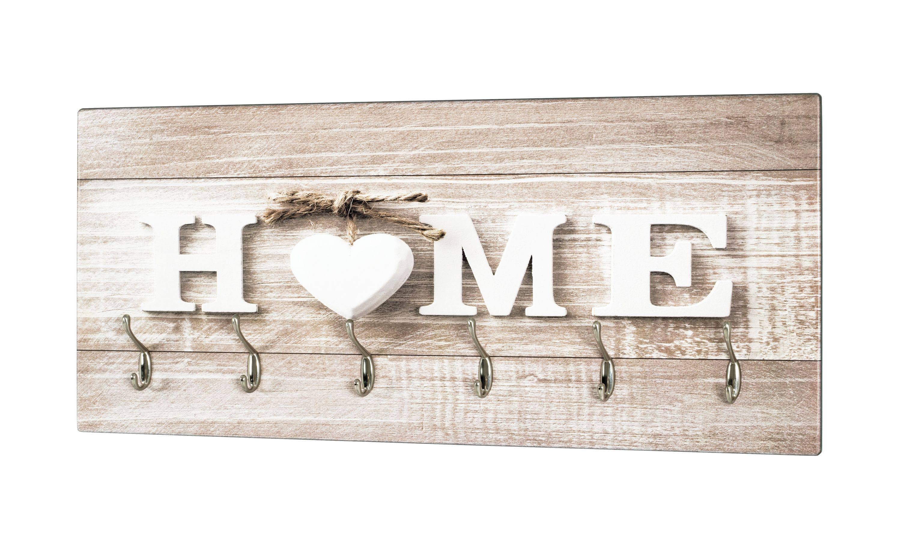 Wandgarderobe aus Naturholz in Beige-Creme