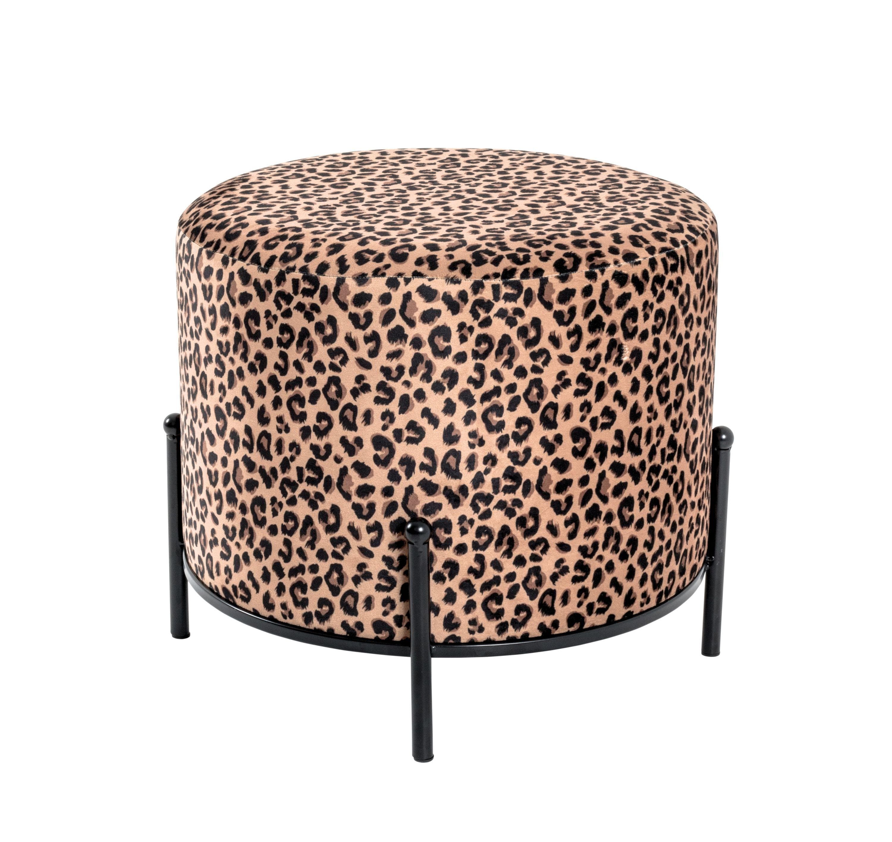 Schwarzer Sitzhocker mit bunter Polsterung