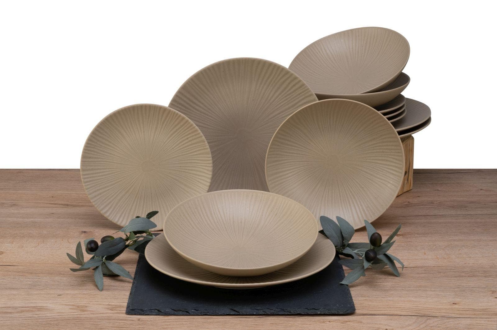Tafelservice VESUVIO 12-tlg. Beige Steinzeug