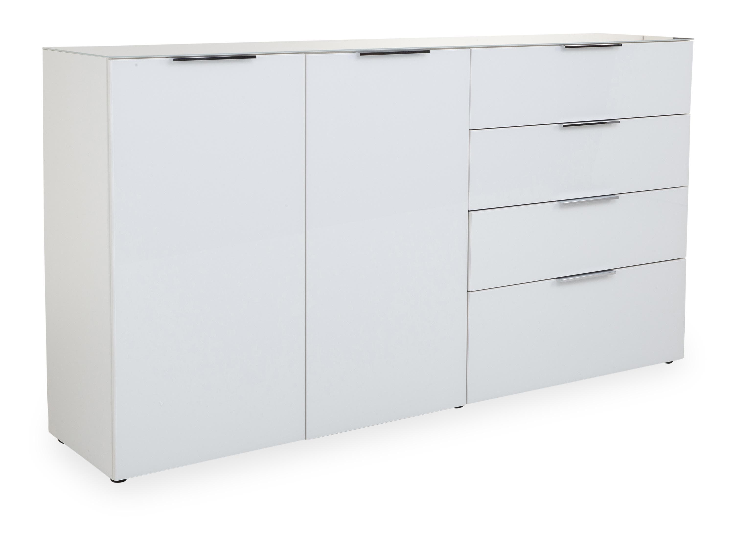 Modernes Sideboard mit Glasplatte und 4 Schubladen