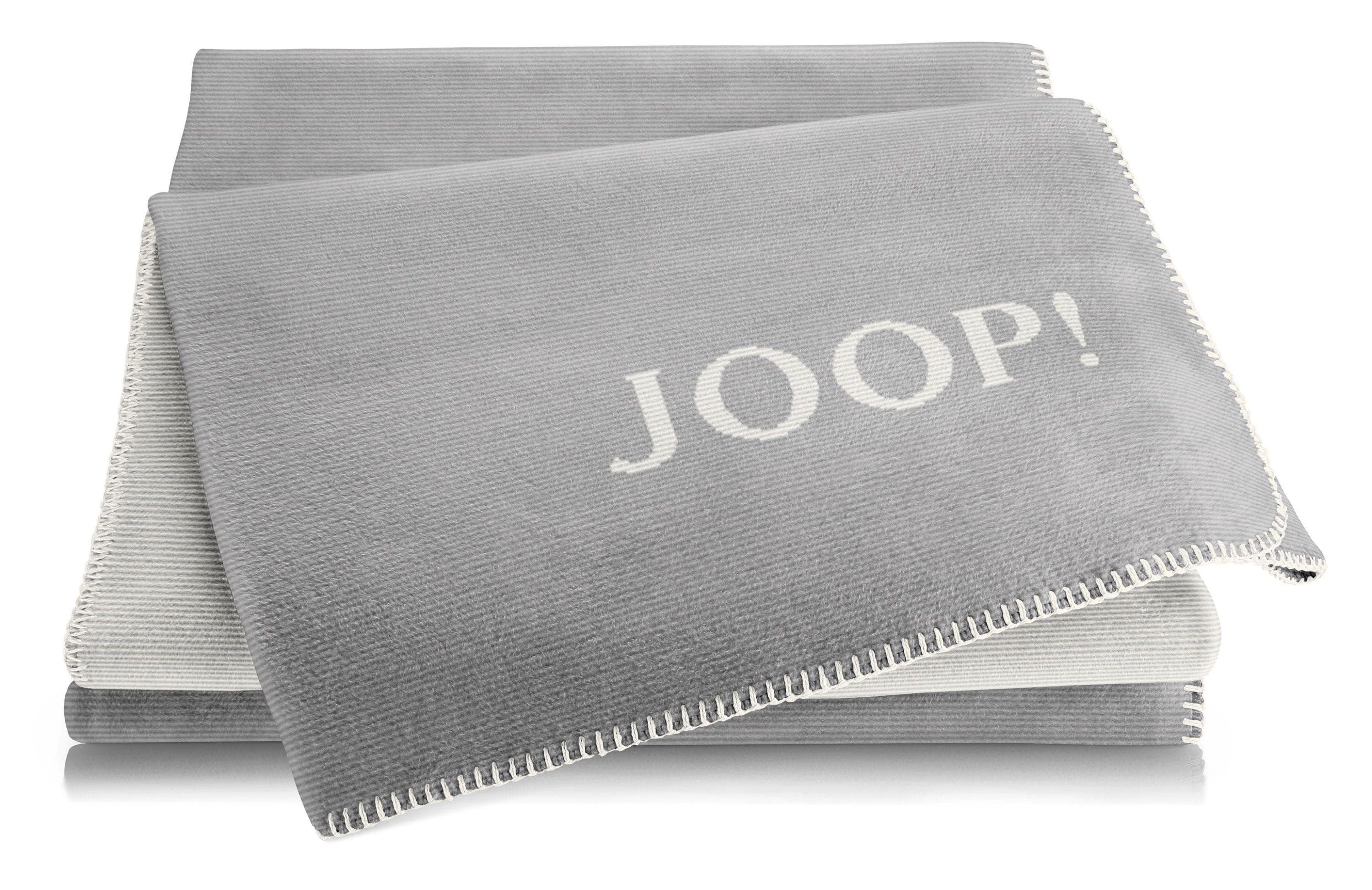JOOP! Melange Doubleface Wohndecke - Kuscheldecke in Graphit-Ecru