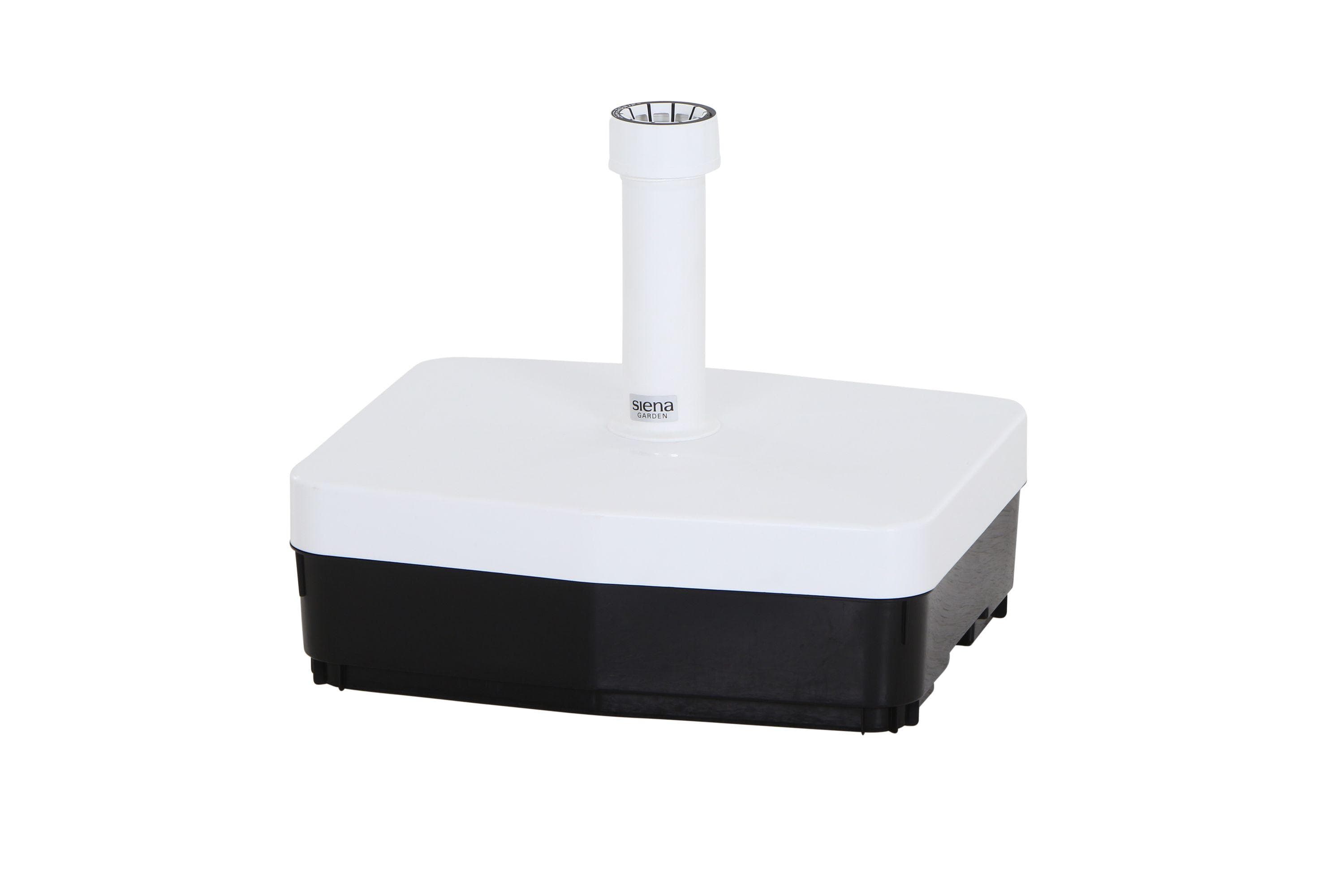 Eckiger Schirmständer aus Kunststoff mit Rollen - Weiß