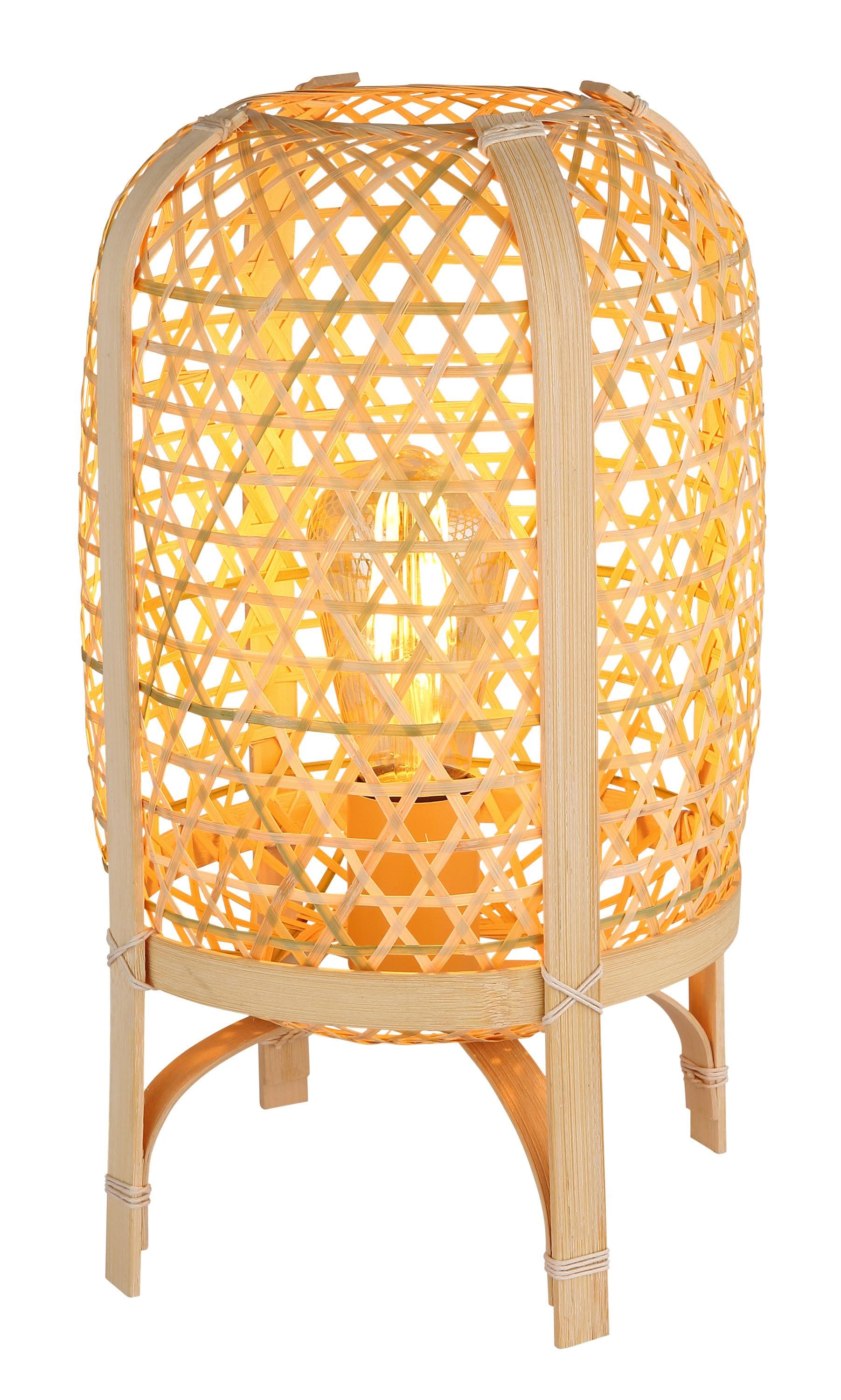 GLOBO LIGHTING Tischleuchte Bambusgeflecht Naturfarben Metall