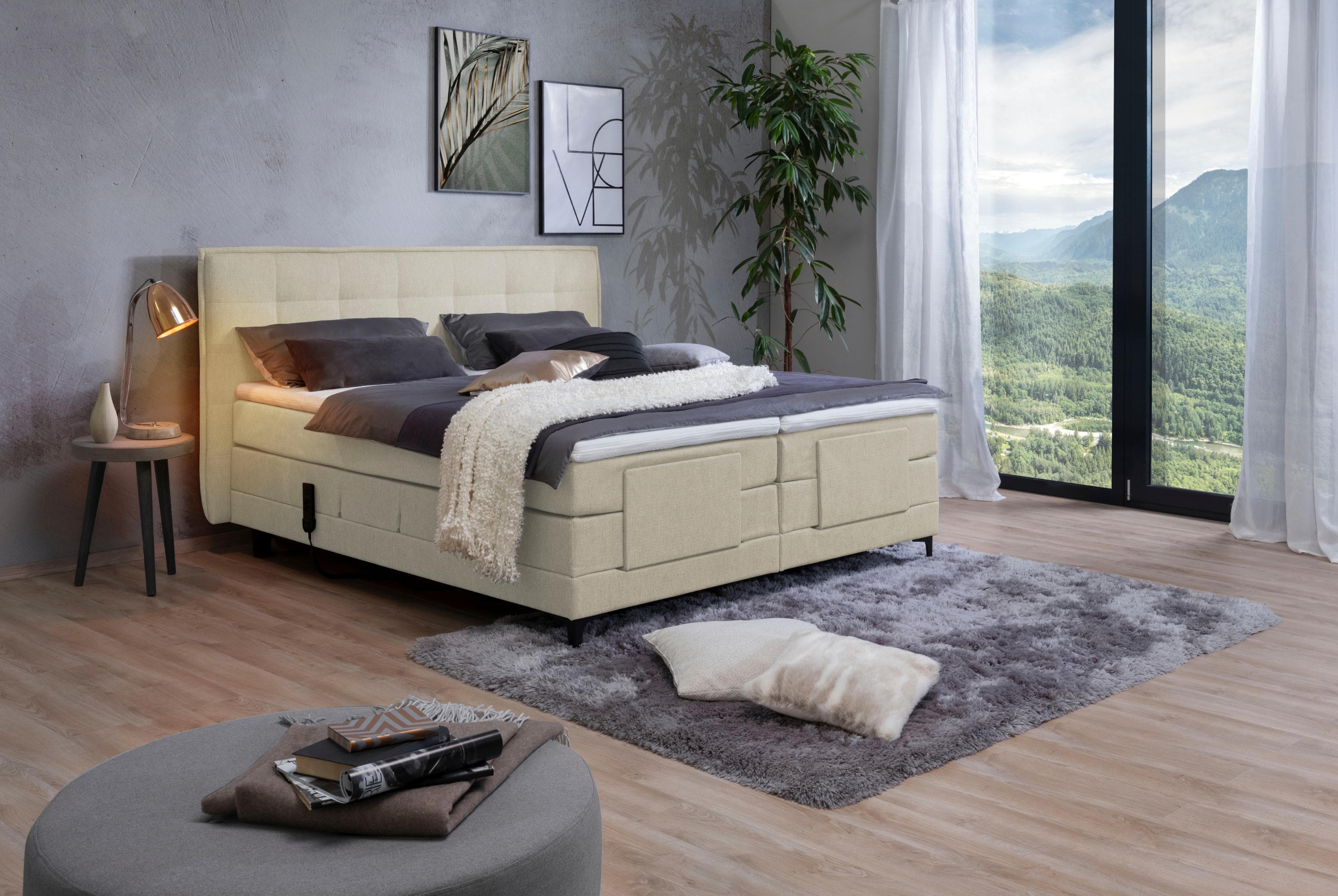 Boxspringbett ALINA Edward Beige Elektrisch Verstellbar 180x200cm