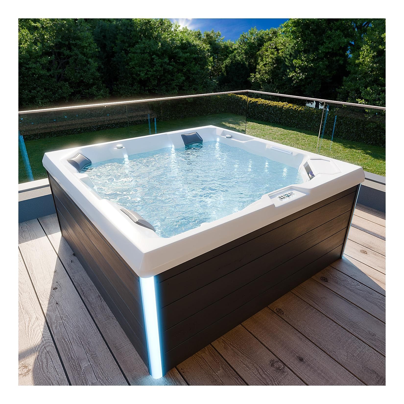 TroniTechnik Outdoor Whirlpool Spa PANAREA mit Heizung, Hydromassage & Farblicht