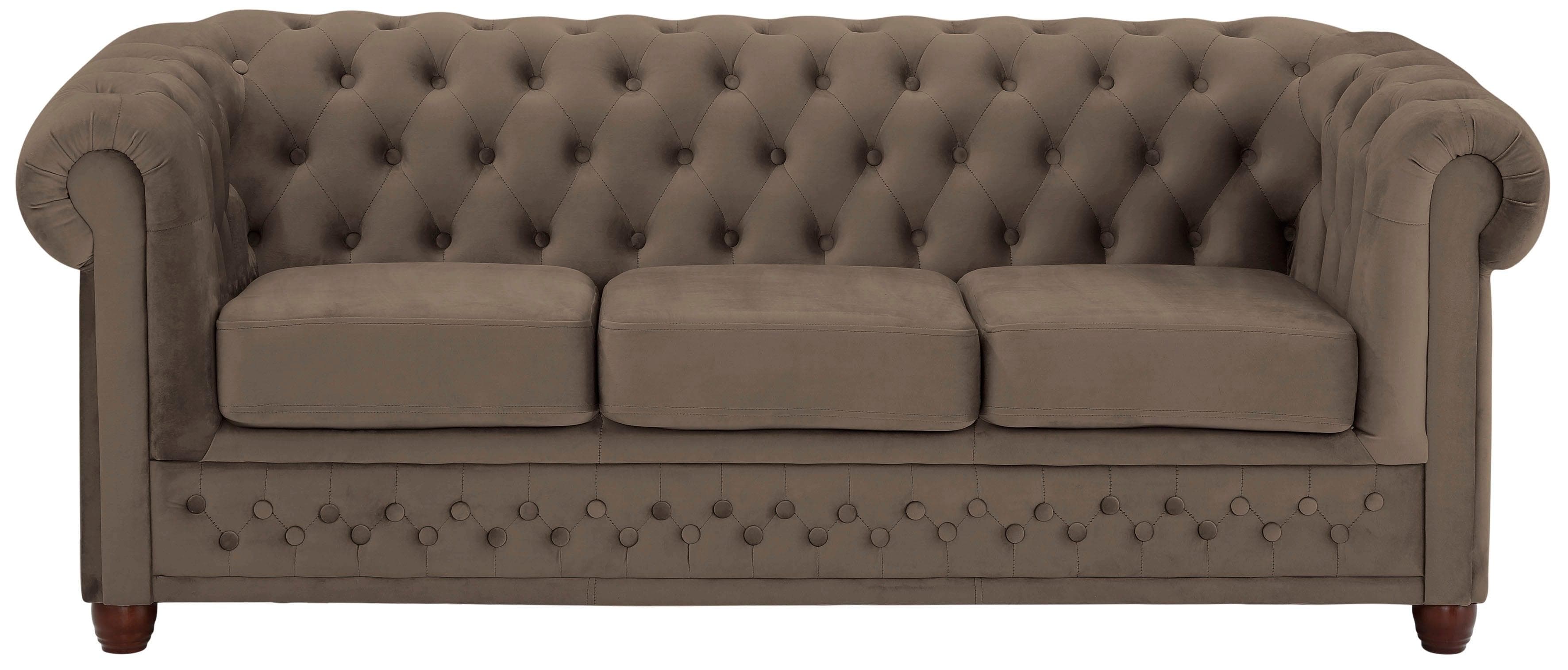 Home Affaire Chesterfield-Sofa New Castle Taupe Samtoptik