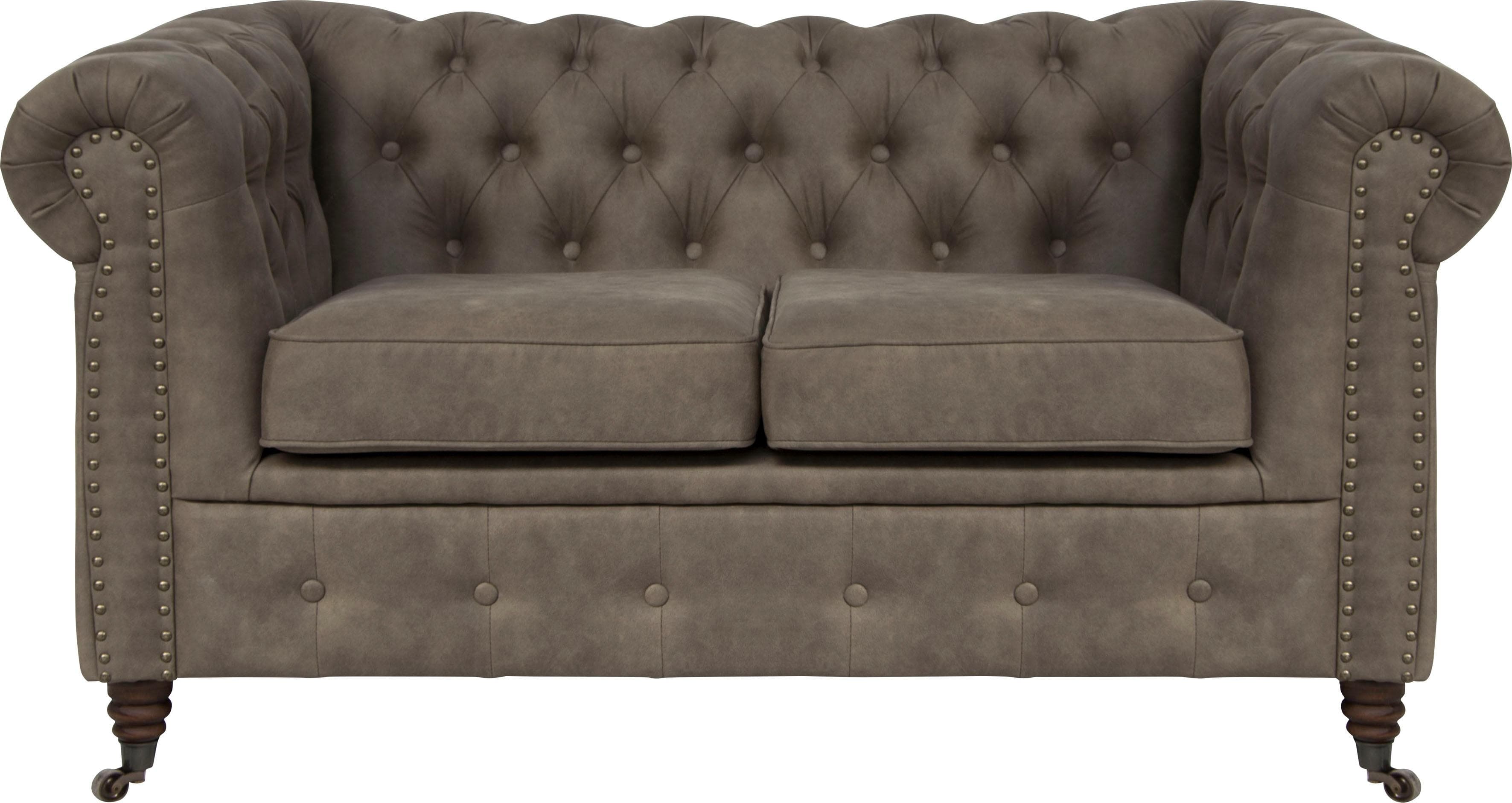 Home Affaire Chesterfield-Sofa Aarburg Grau Polyester Lederoptik