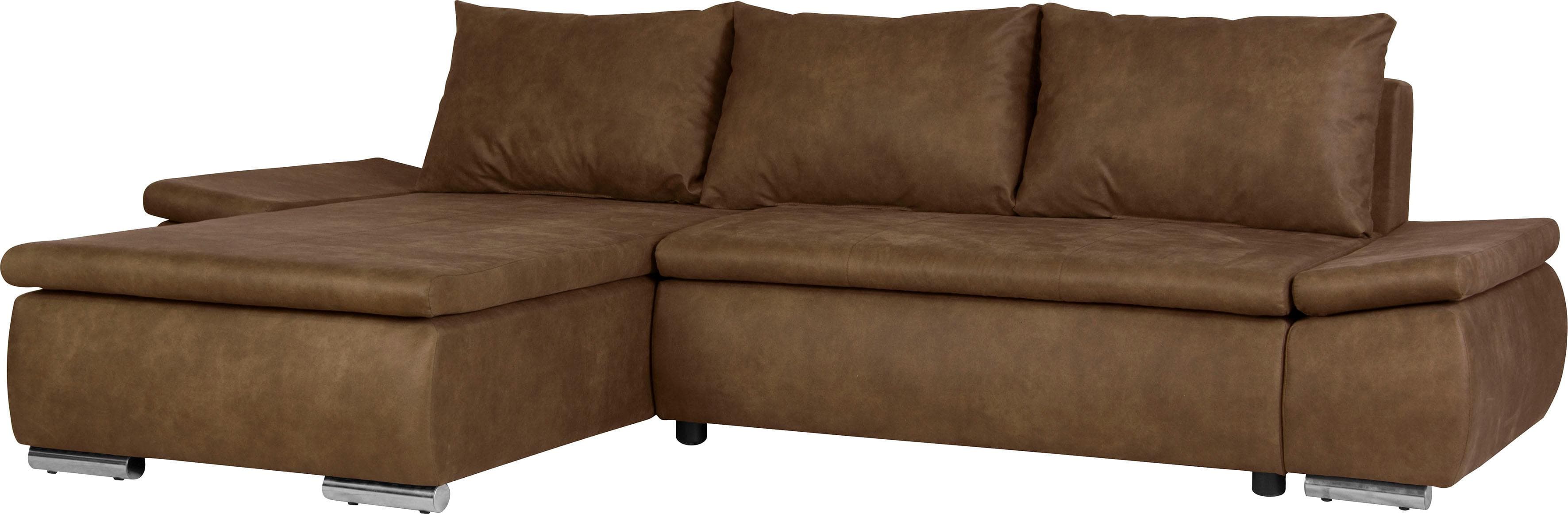 HOME AFFAIRE Ecksofa Acra L-Form Cognac mit Bettfunktion