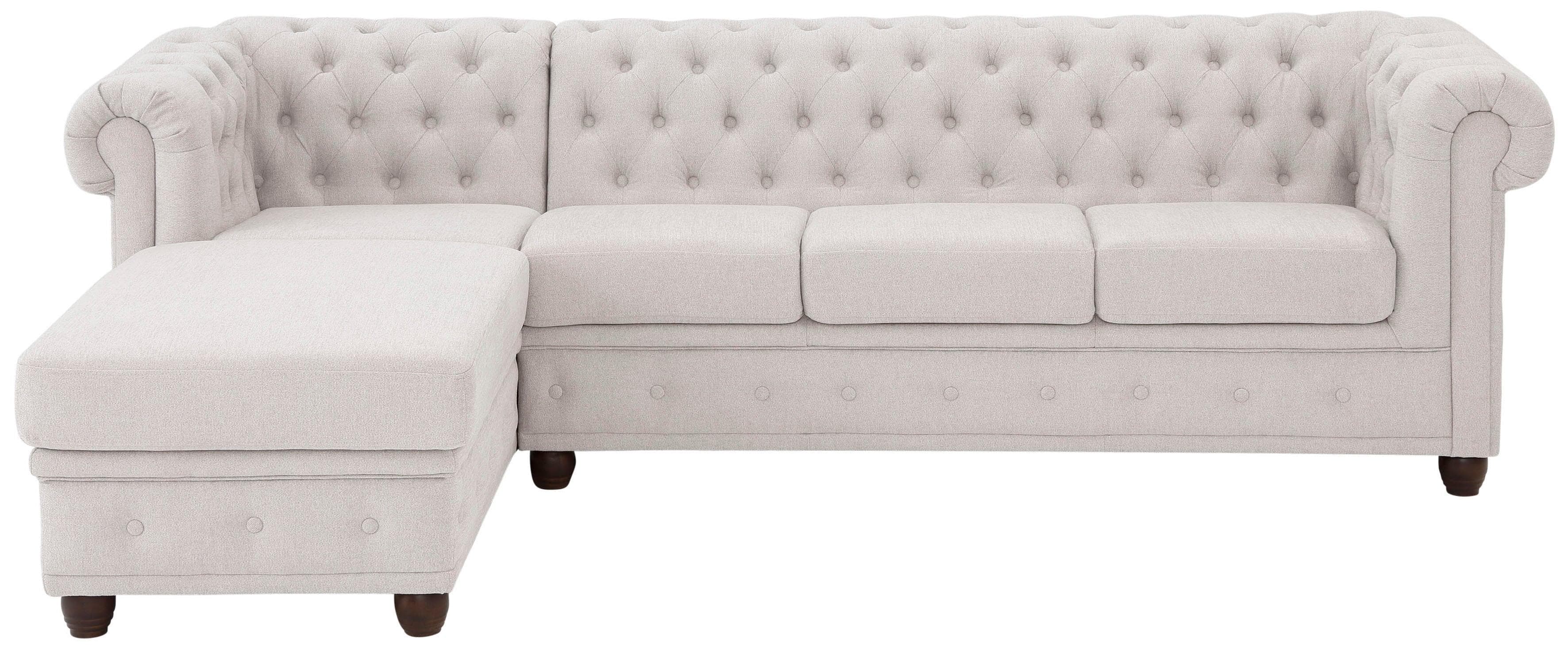 HOME AFFAIRE Chesterfield-Sofa New Castle L-Form Silber