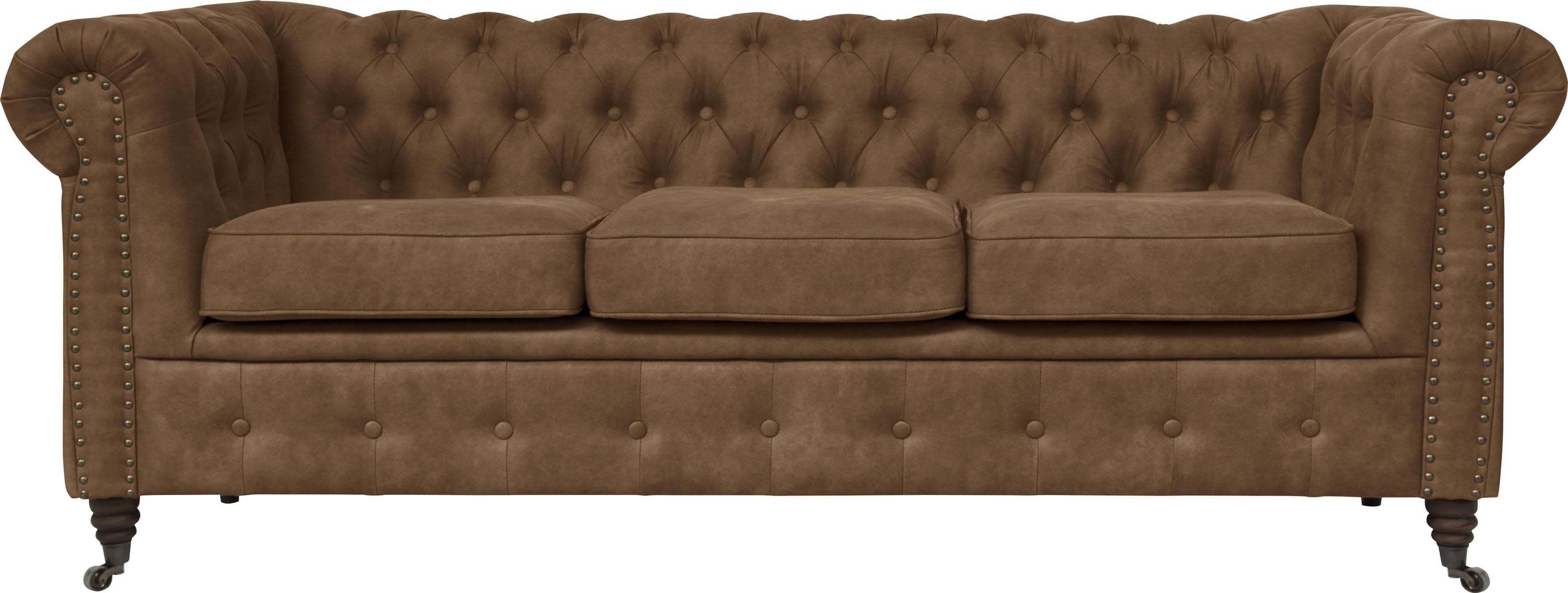Chesterfield-Sofa HOME AFFAIRE Aarburg Cognac Microfaser