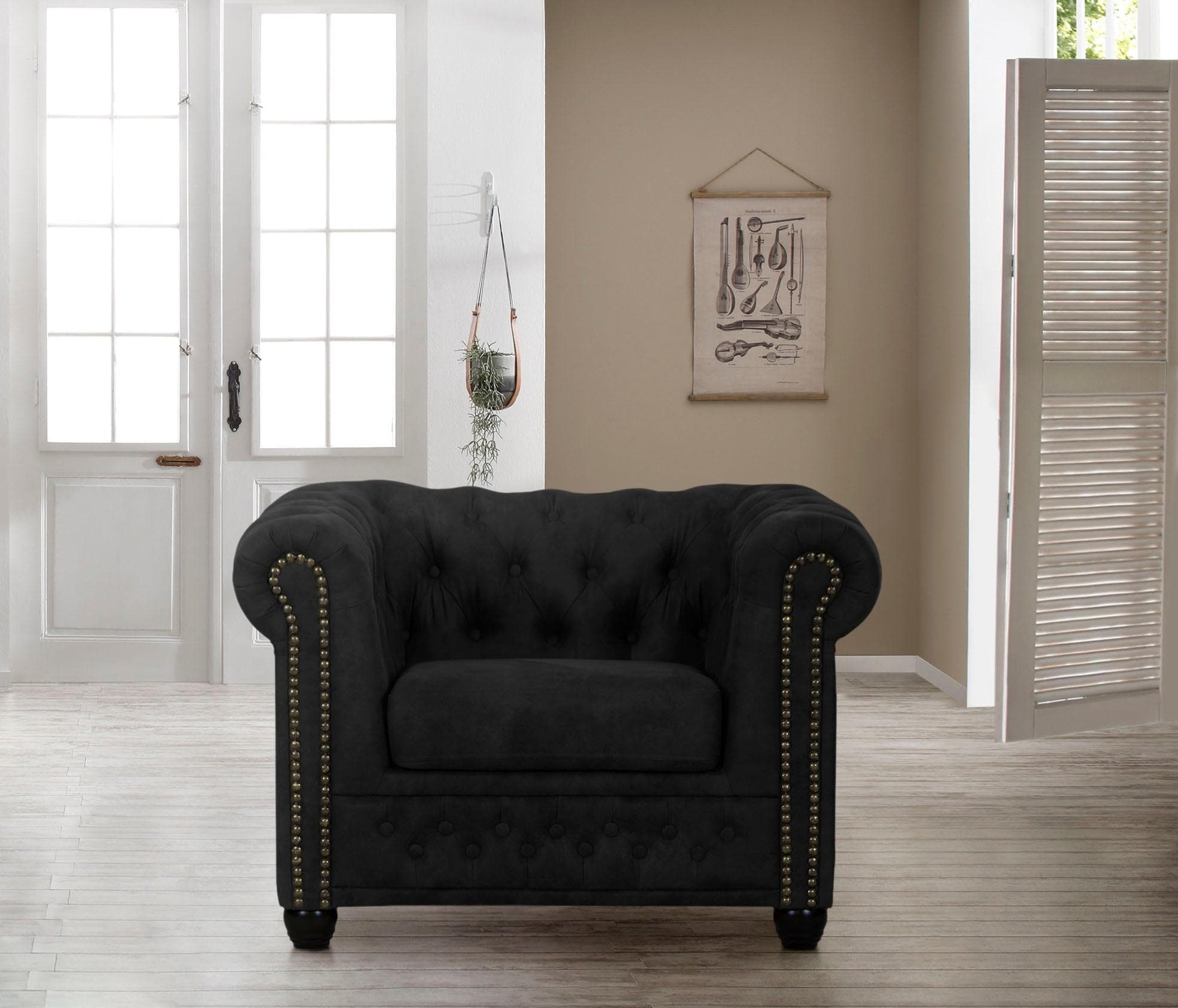 HOME AFFAIRE Chesterfield-Sessel Rysum Anthrazit Microfaser Lederoptik