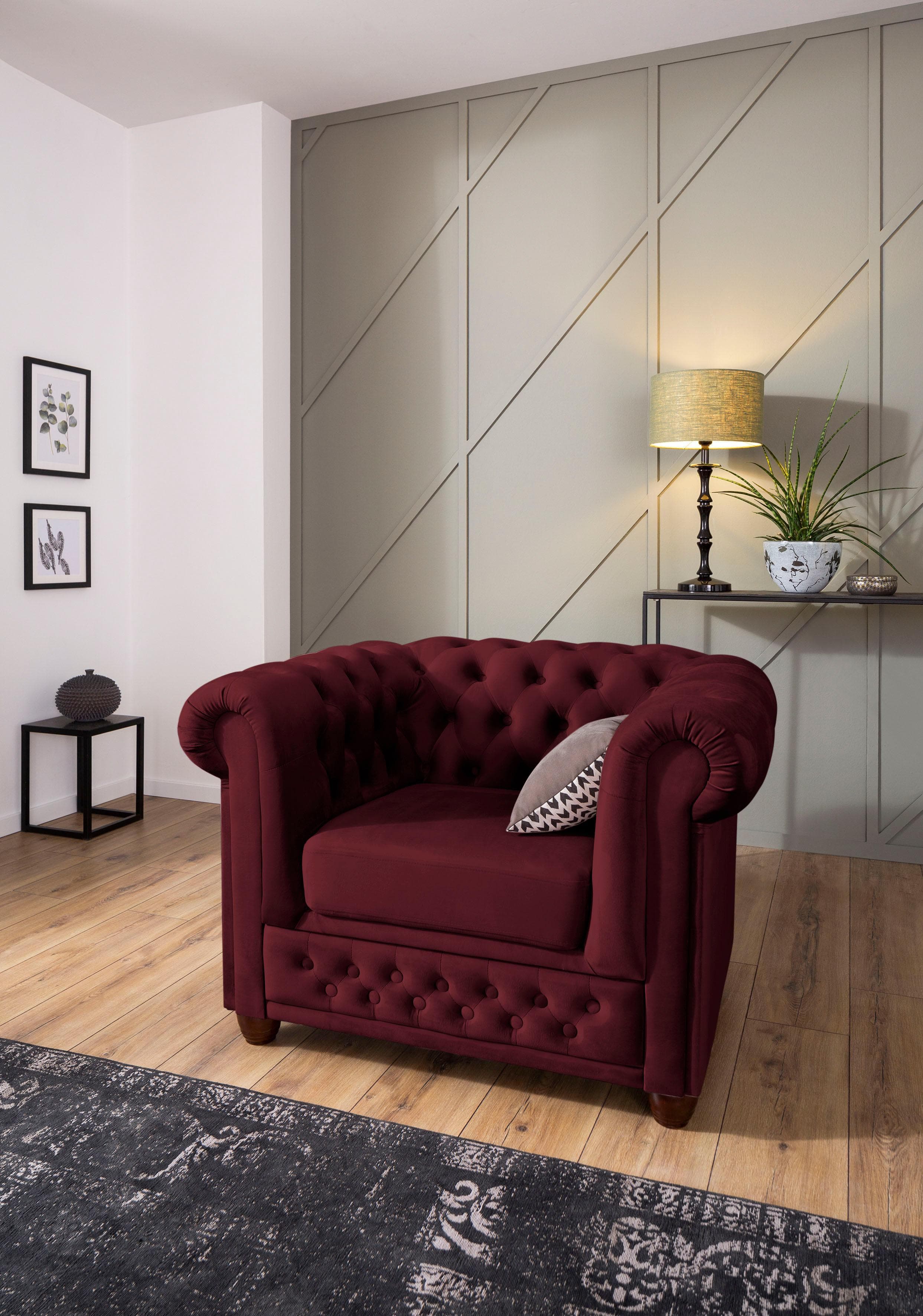 Home Affaire Chesterfield-Sessel New Castle Rot Samtoptik