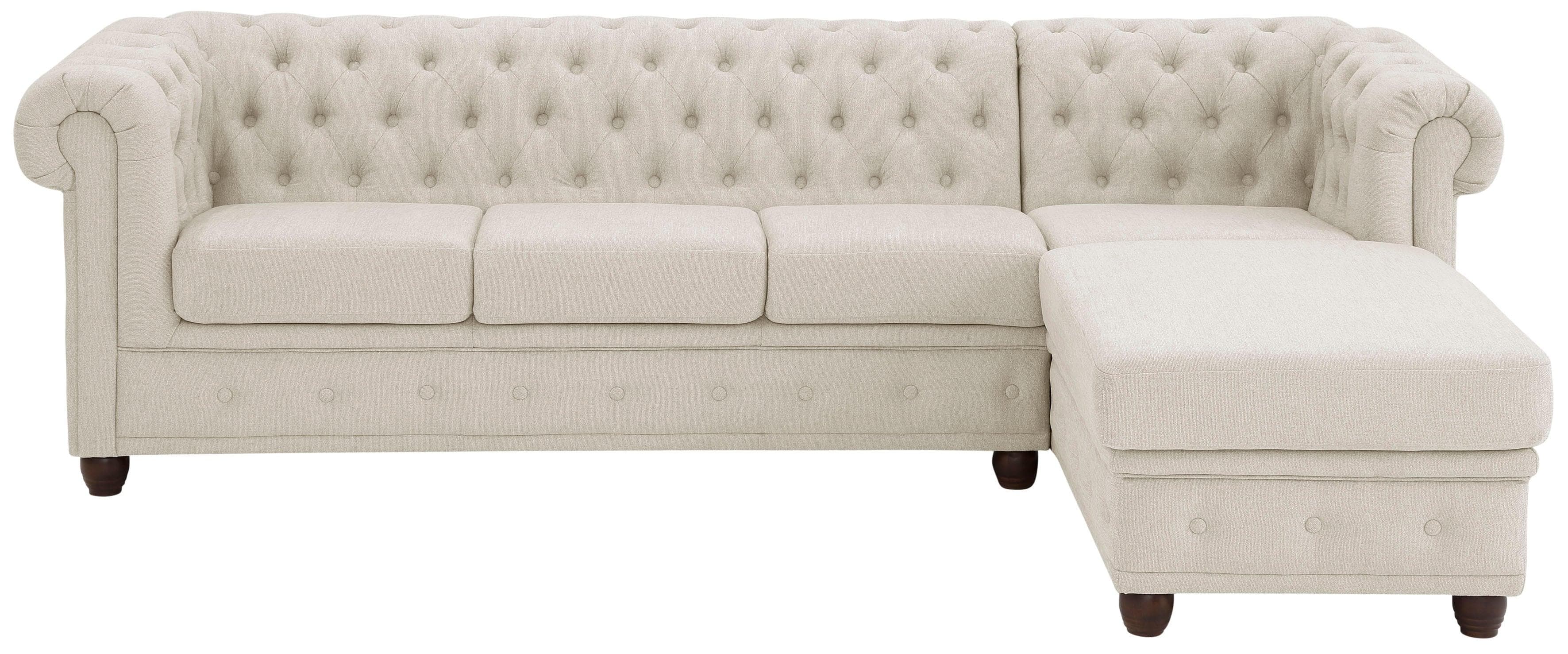 HOME AFFAIRE Chesterfield-Sofa L-Form Beige mit Ottomane
