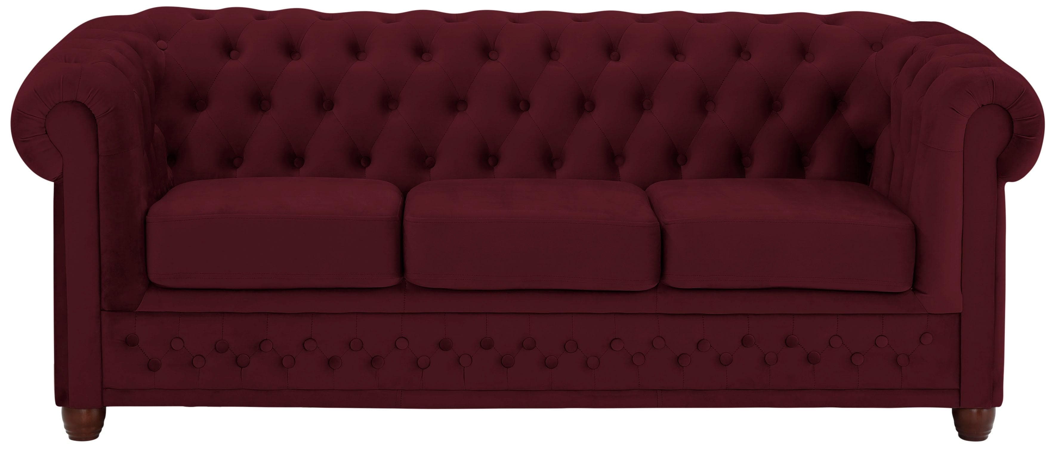 HOME AFFAIRE Chesterfield-Sofa New Castle Bordeaux Knopfheftung