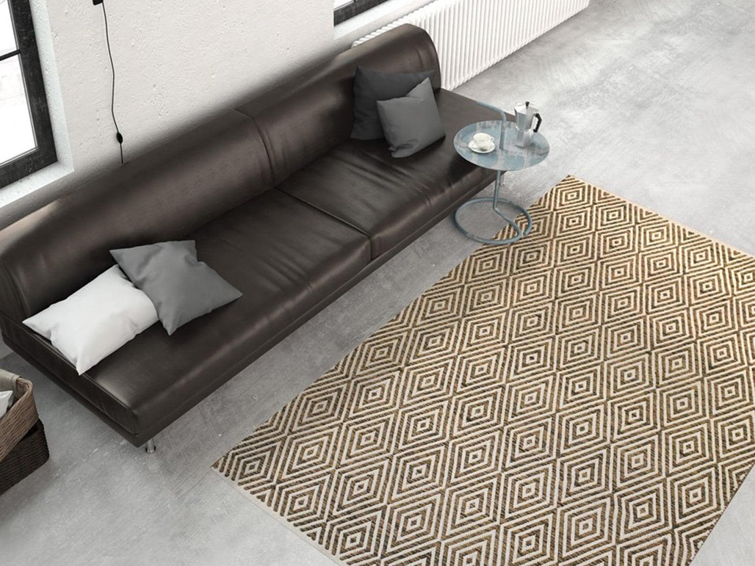 Handgewebter Baumwollteppich in Beige