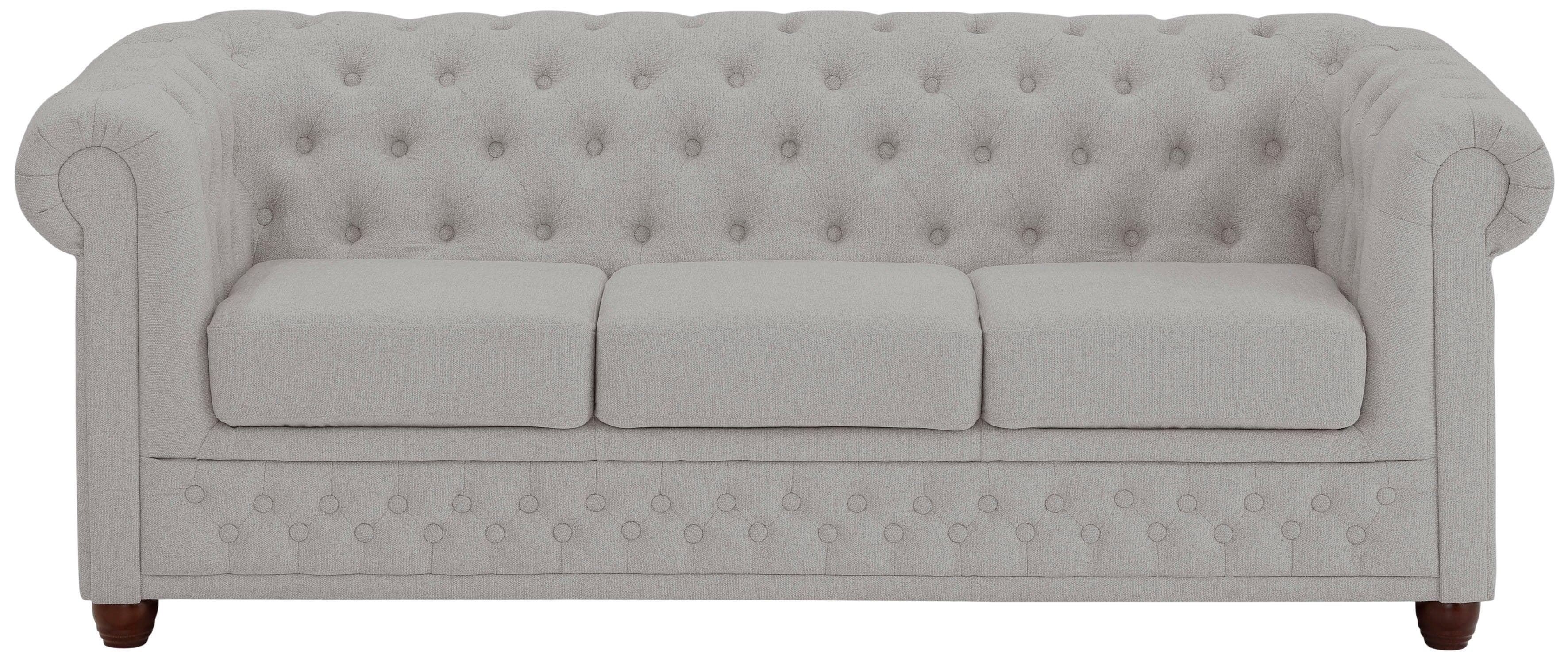 HOME AFFAIRE Chesterfield-Sofa New Castle Silber 3-Sitzer