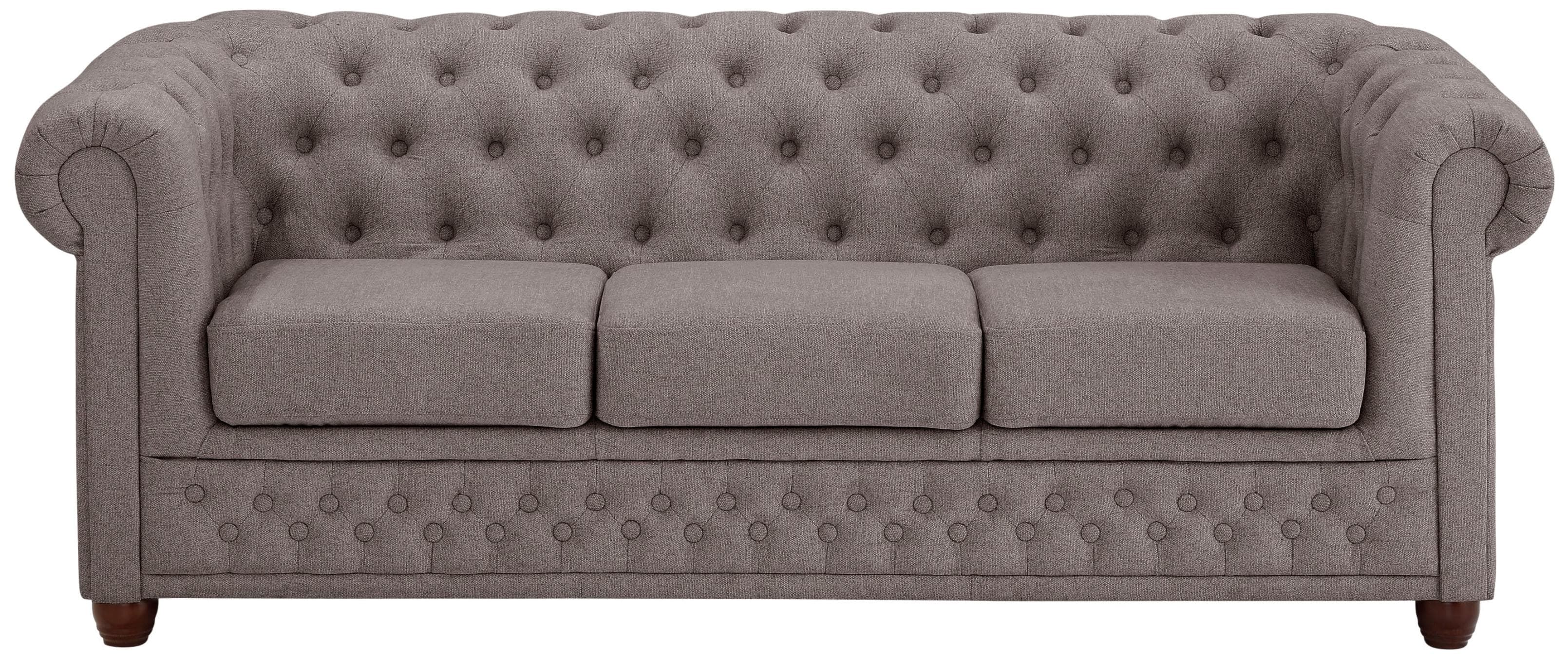 HOME AFFAIRE Chesterfield-Sofa New Castle Taupe Samtoptik